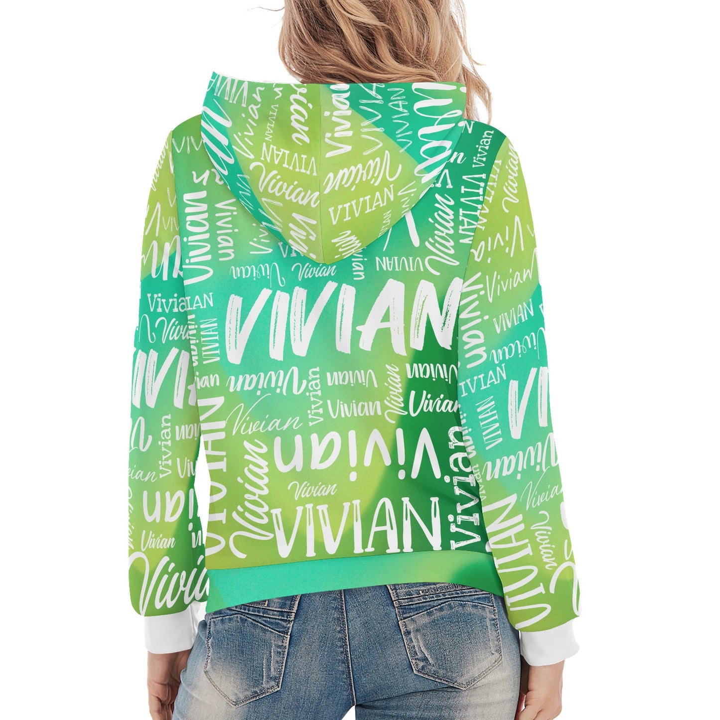 Green Unisex Heavy Blend Hoodie Customized Hooded Sweatshirt with Name Women and Girl