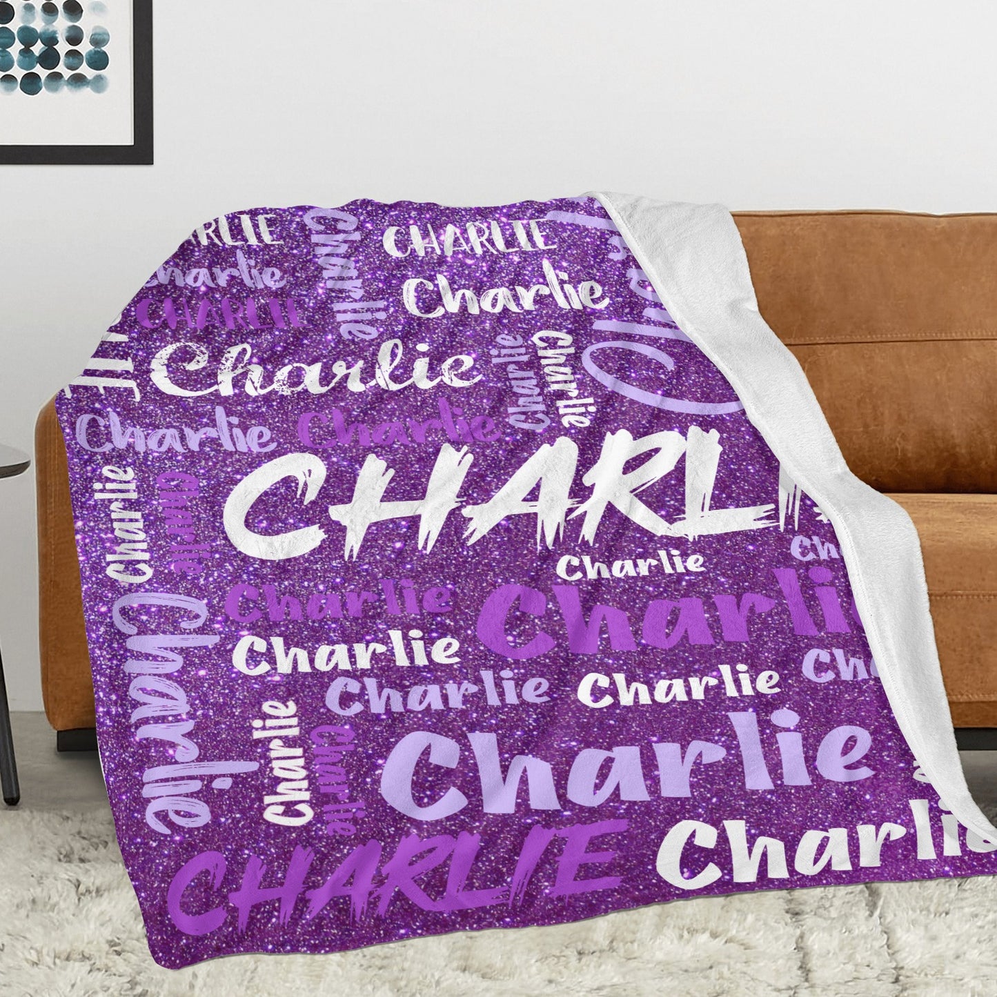Purple Flannel Blanket Custom Name Blanket Gift for Men Women