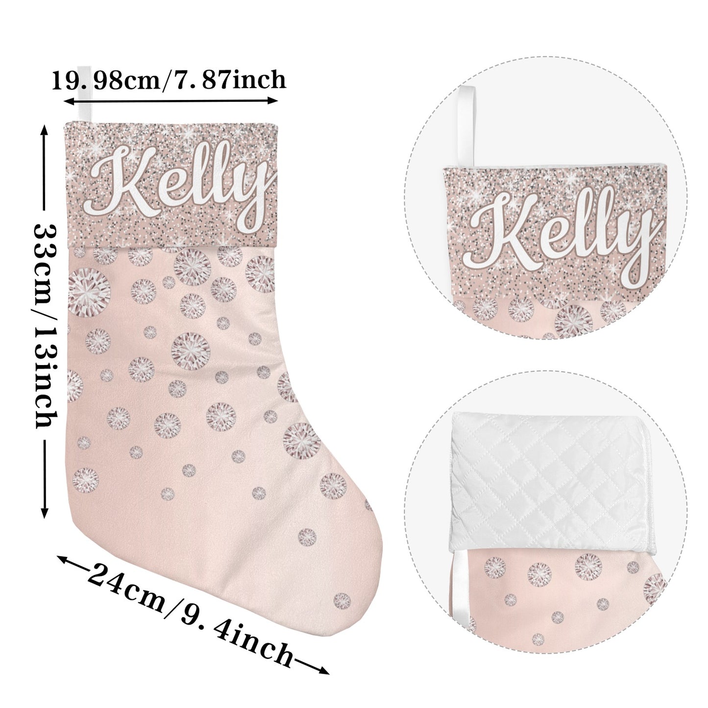 Diamond Christmas Stocking Custom Name Santa Socks Gift