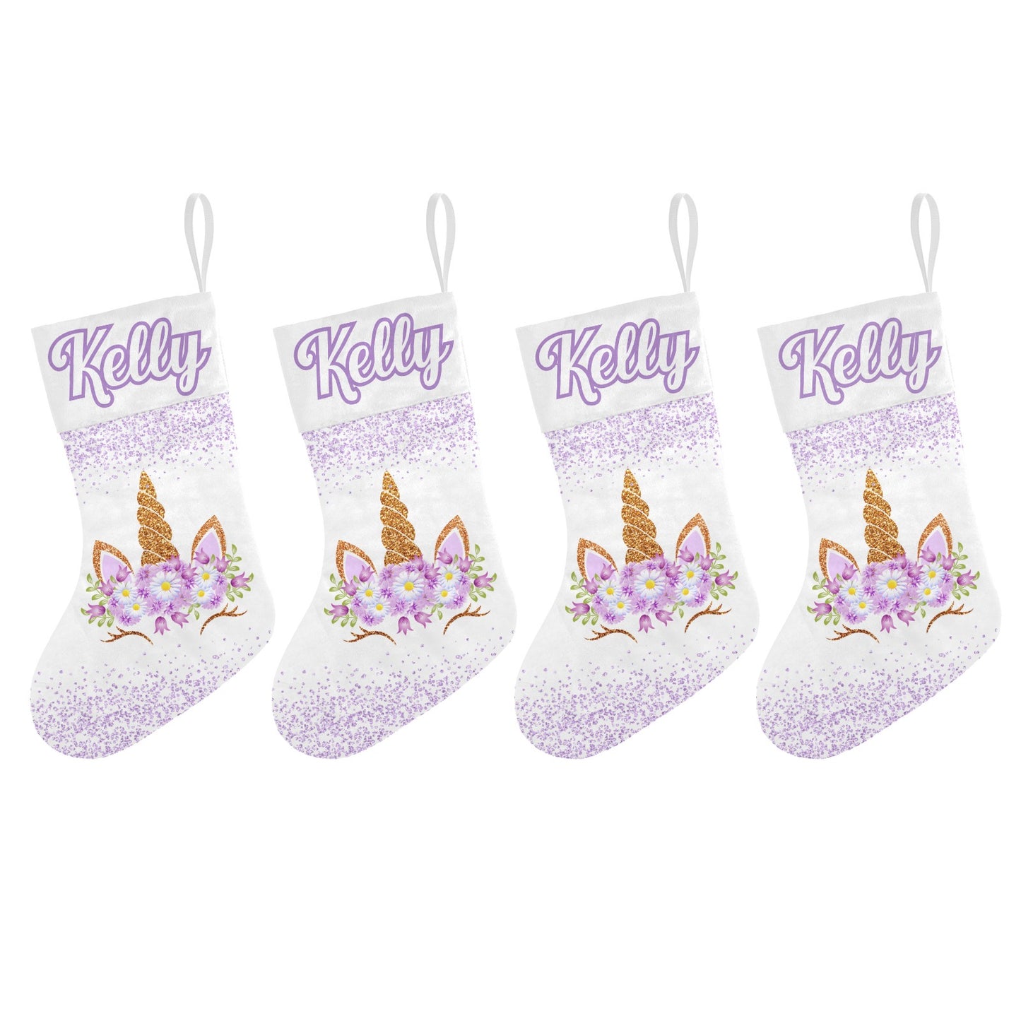 Purple Unicorn Christmas Stocking Custom Name Santa Socks Gift
