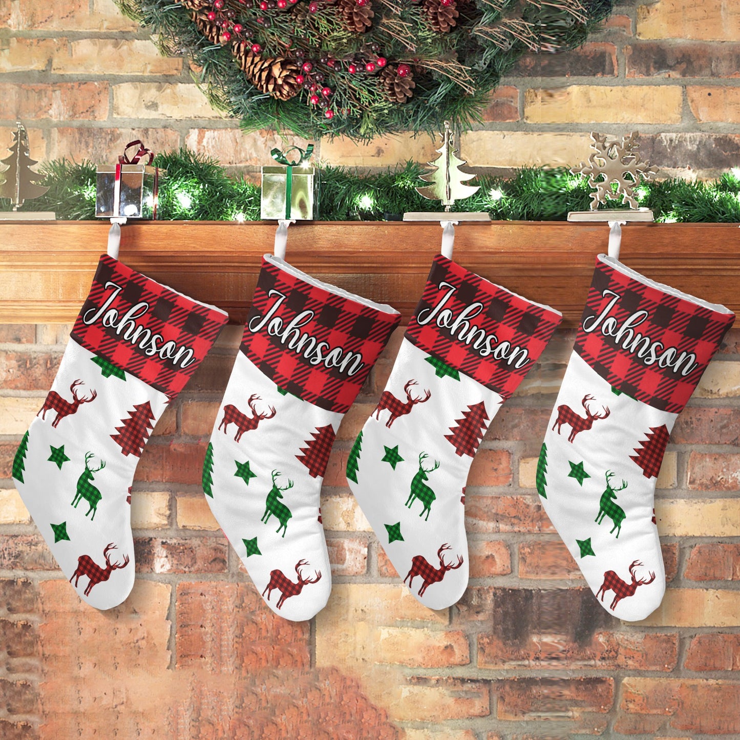 Deer Christmas Stocking Custom Name Christmas Socks Gift