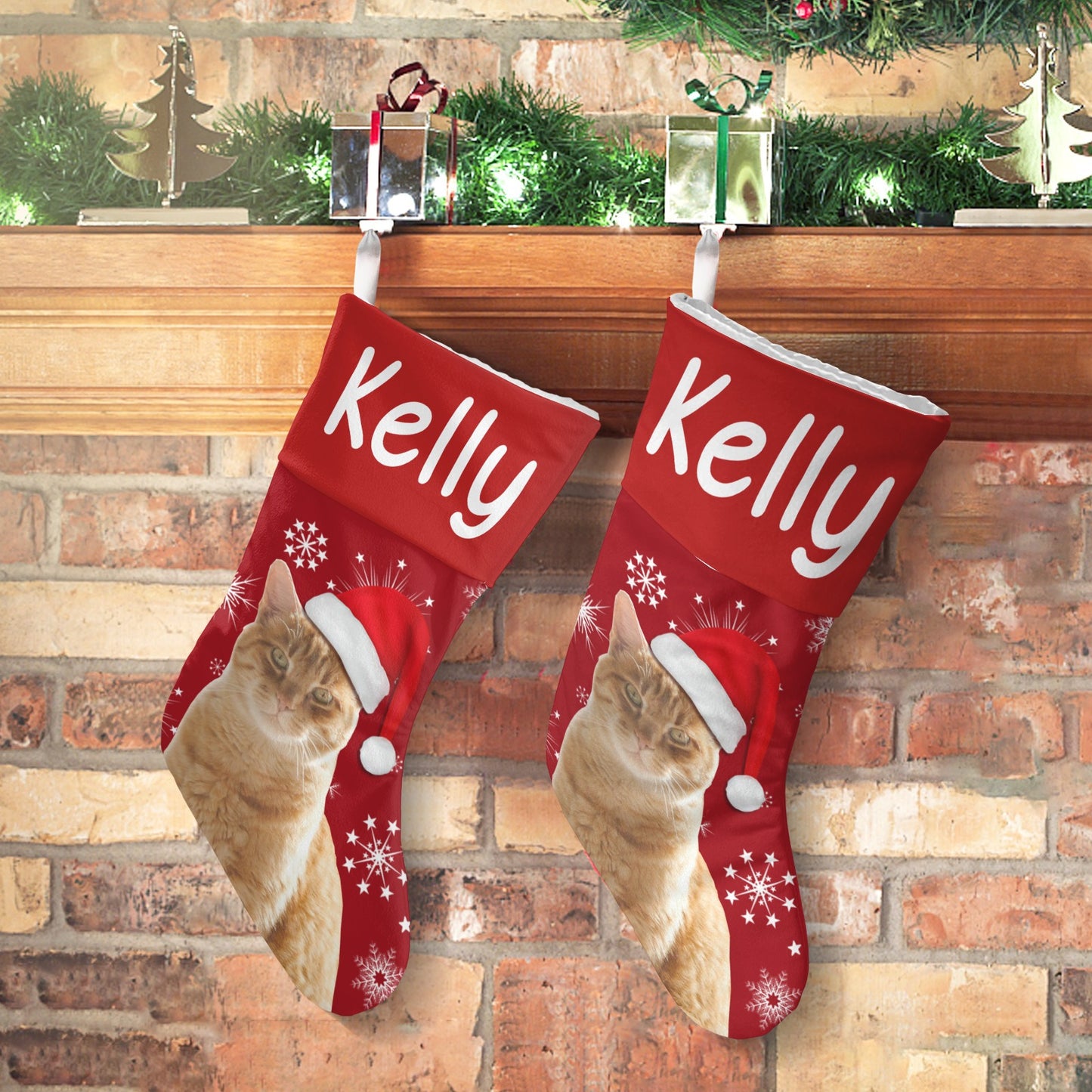 cat-live Christmas Stocking Custom Name Santa Socks Gift