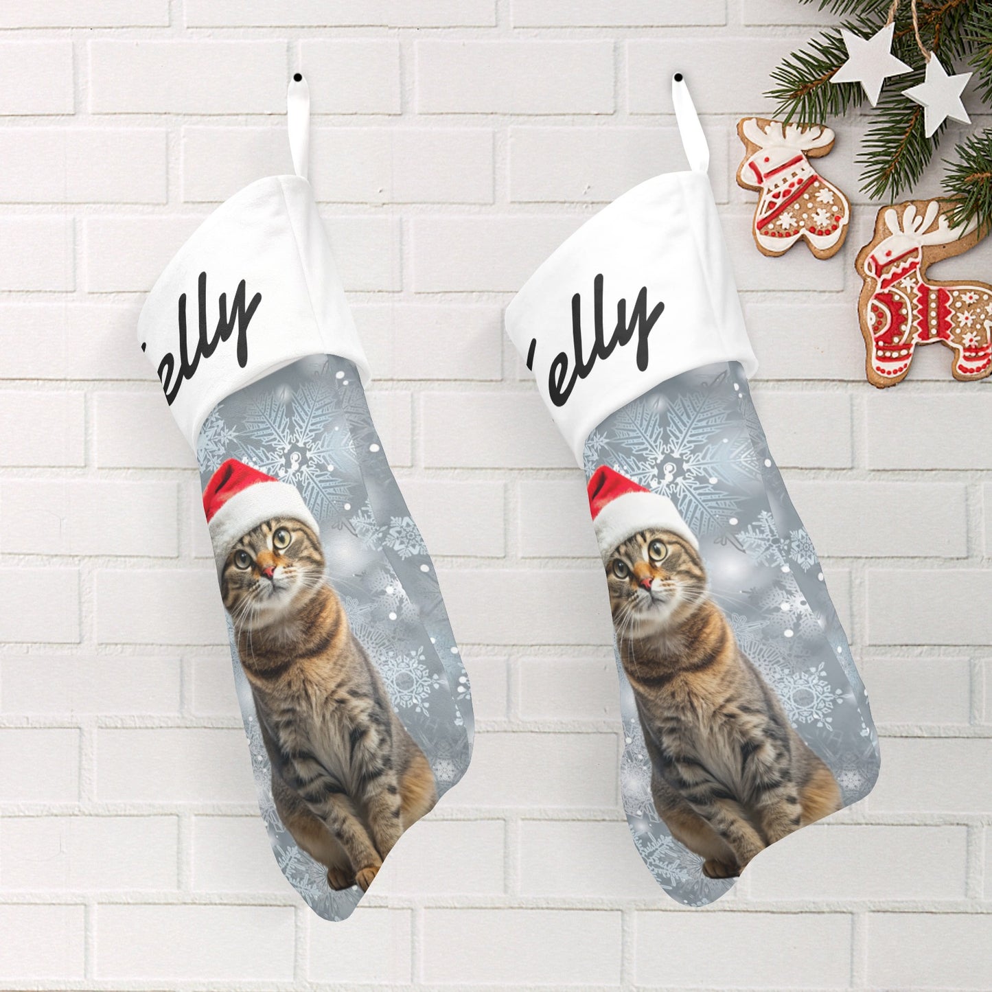 Cat Christmas Stocking Custom Name Santa Socks Gift