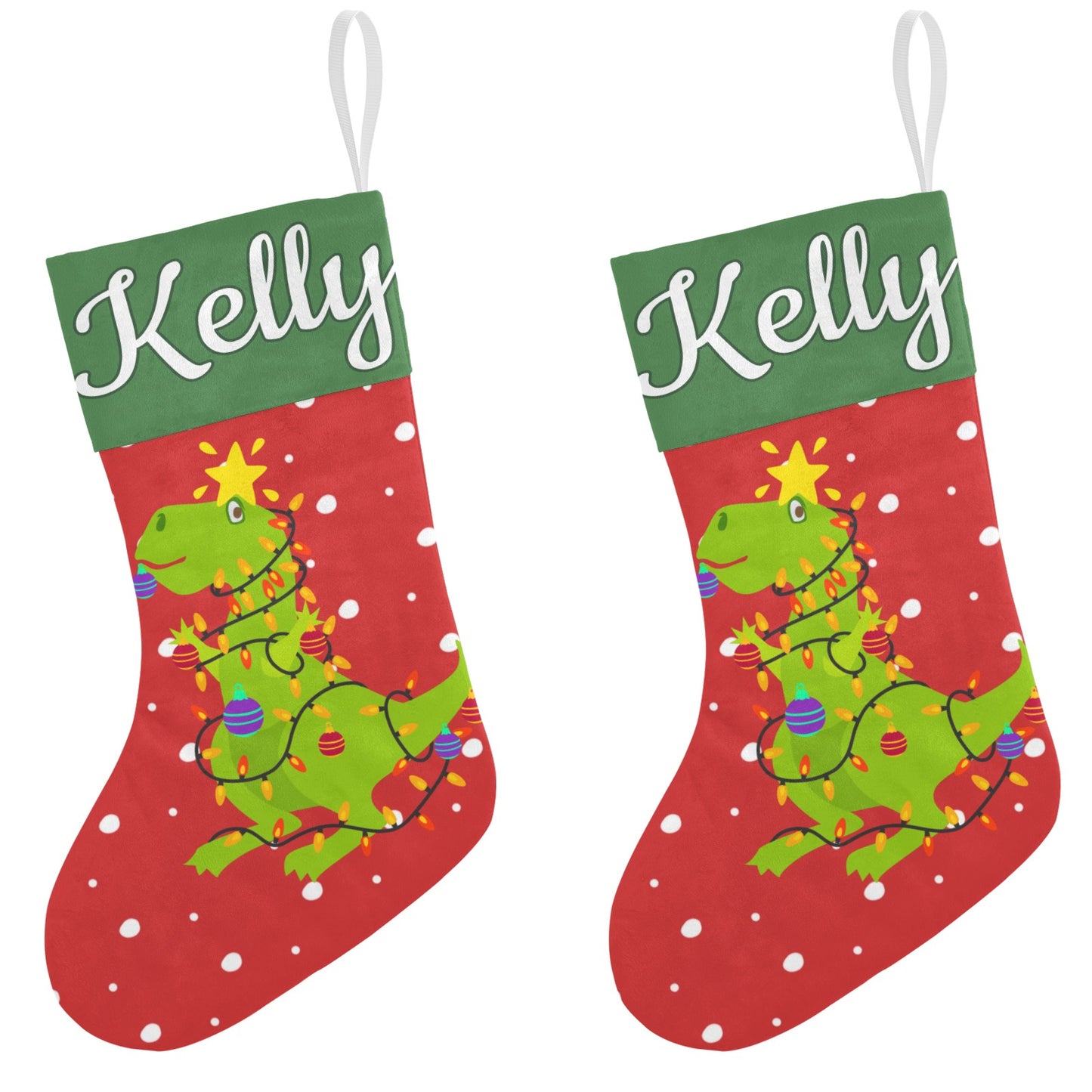Dinosaur Star Christmas Stocking Custom Name Santa Socks Gift