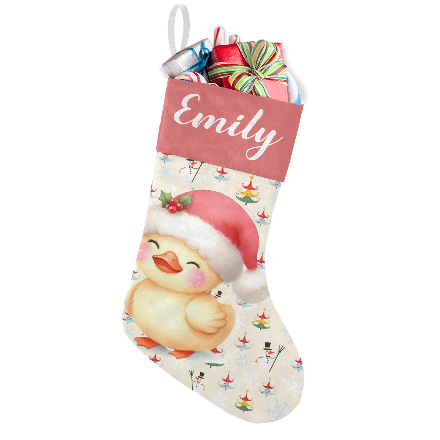 Christmas Duck Christmas Stocking Custom Name Christmas Socks Gift