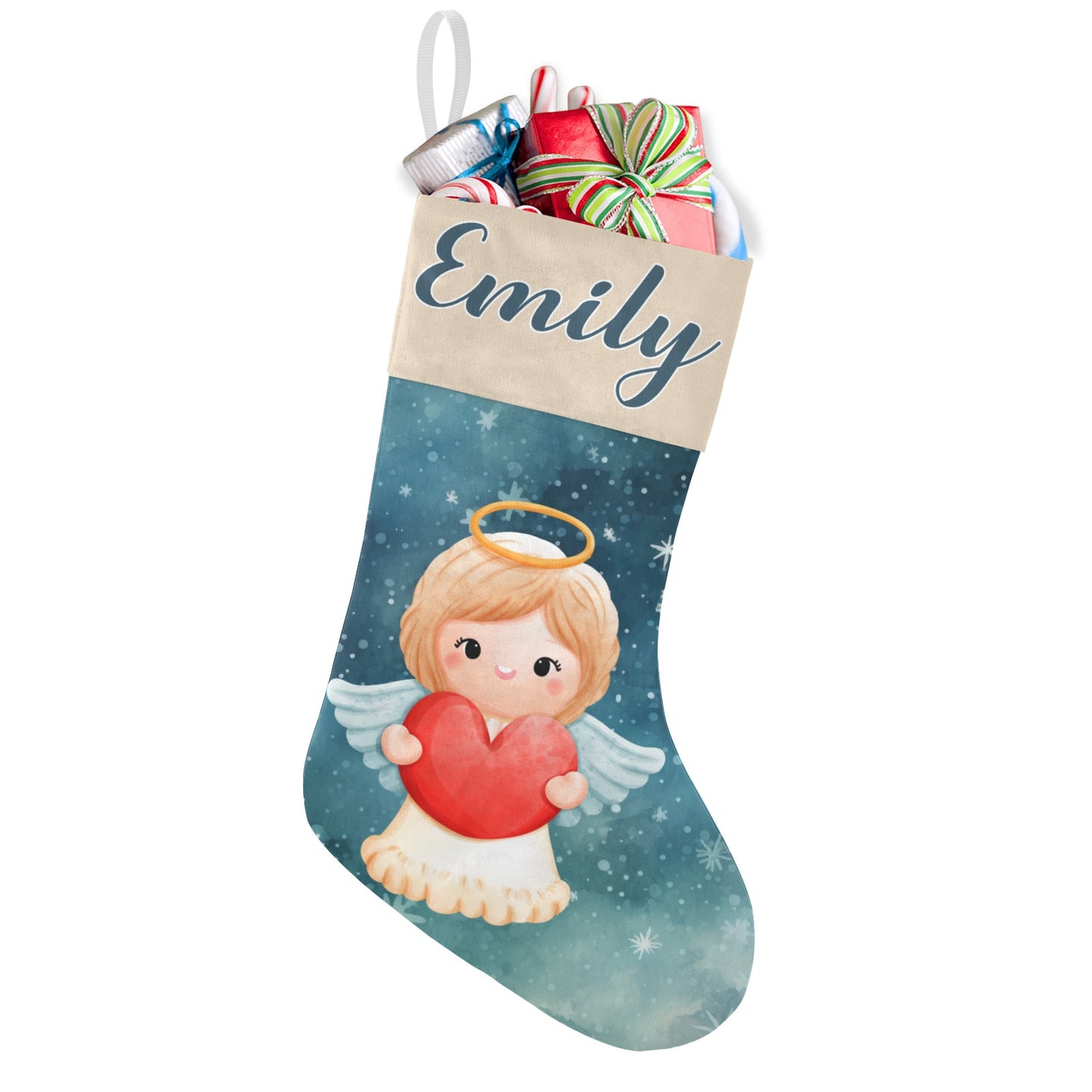 Angel Christmas Stocking Custom Name Christmas Socks Gift