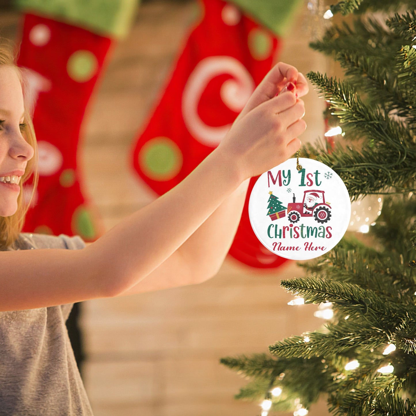 1st Christmas Christmas Ornaments Custom Name Santa Gift