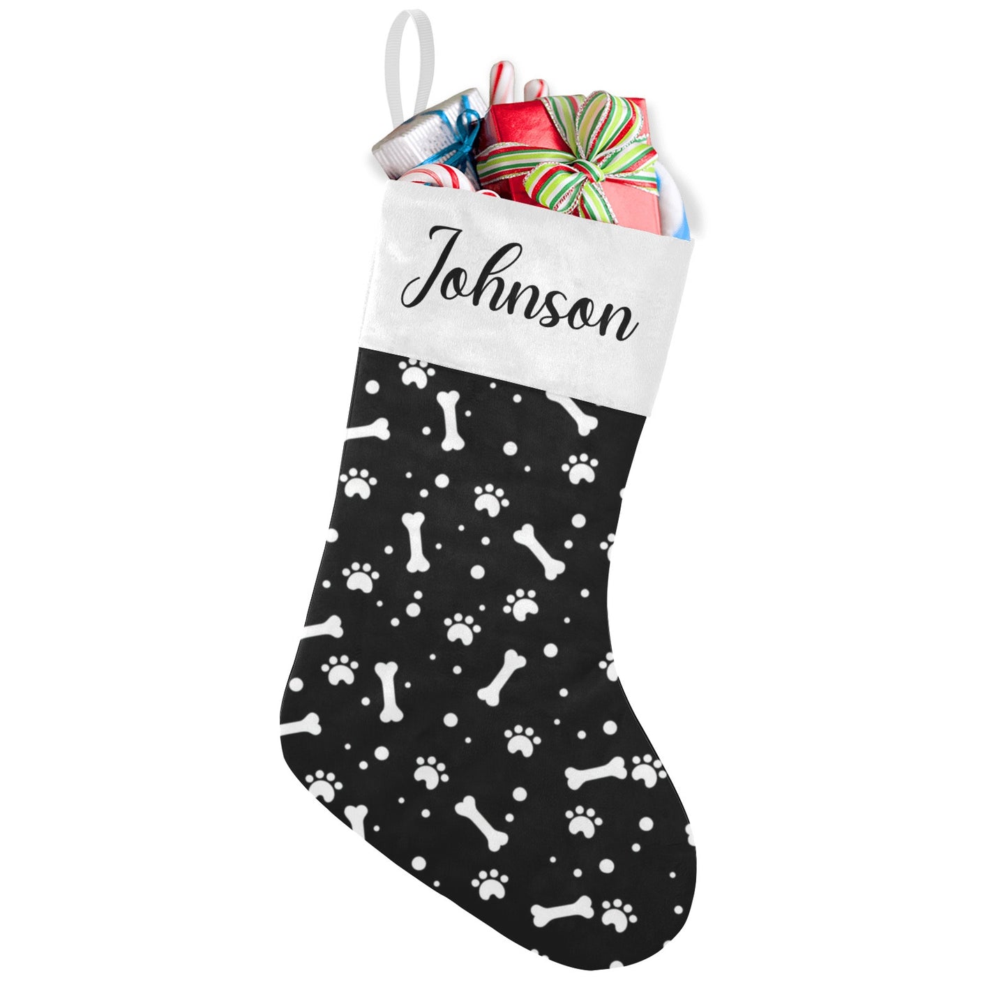 Dog Paw bones Christmas Stocking Custom Name Christmas Socks Gift