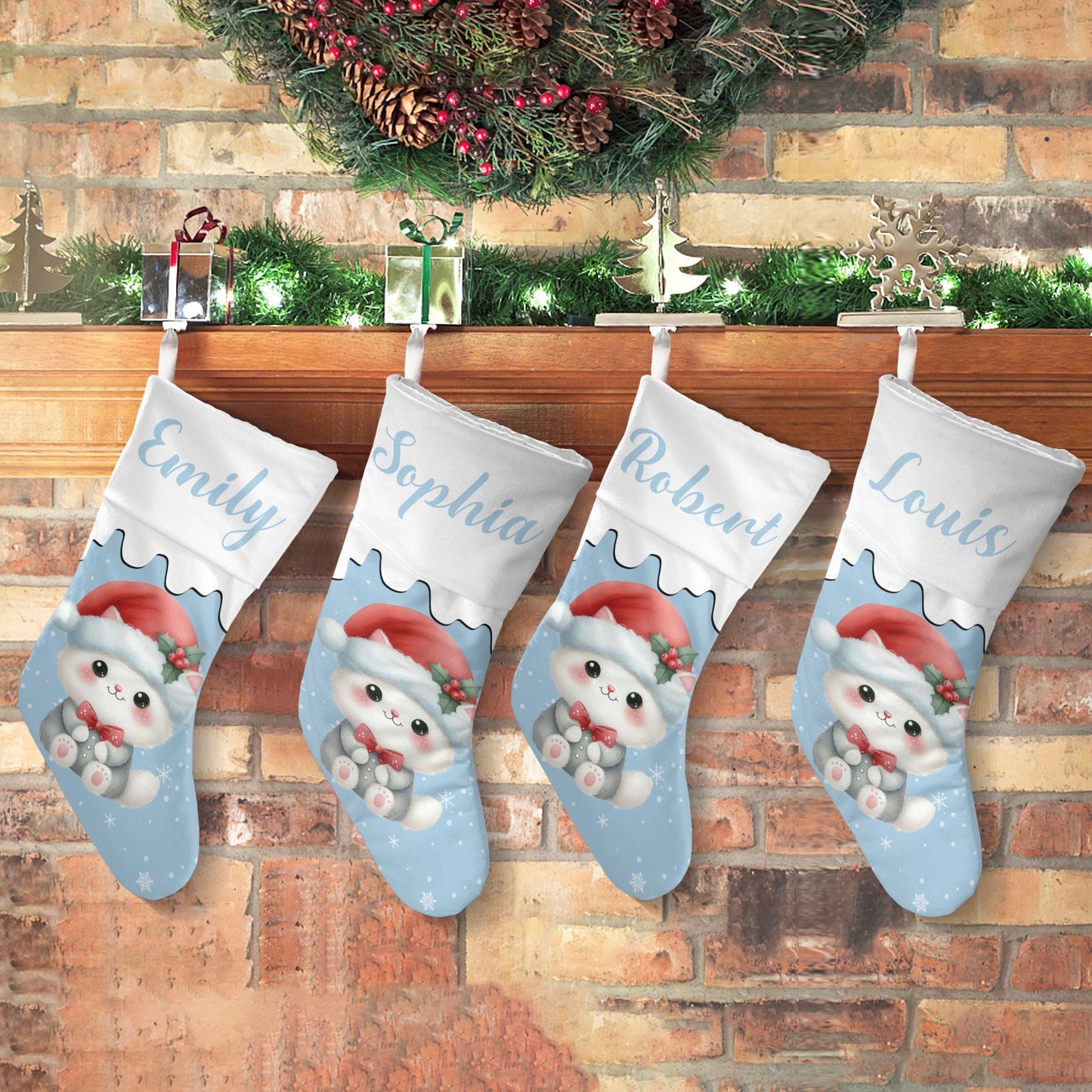 Cute Rabbit Christmas Stocking Custom Name Christmas Socks Gift
