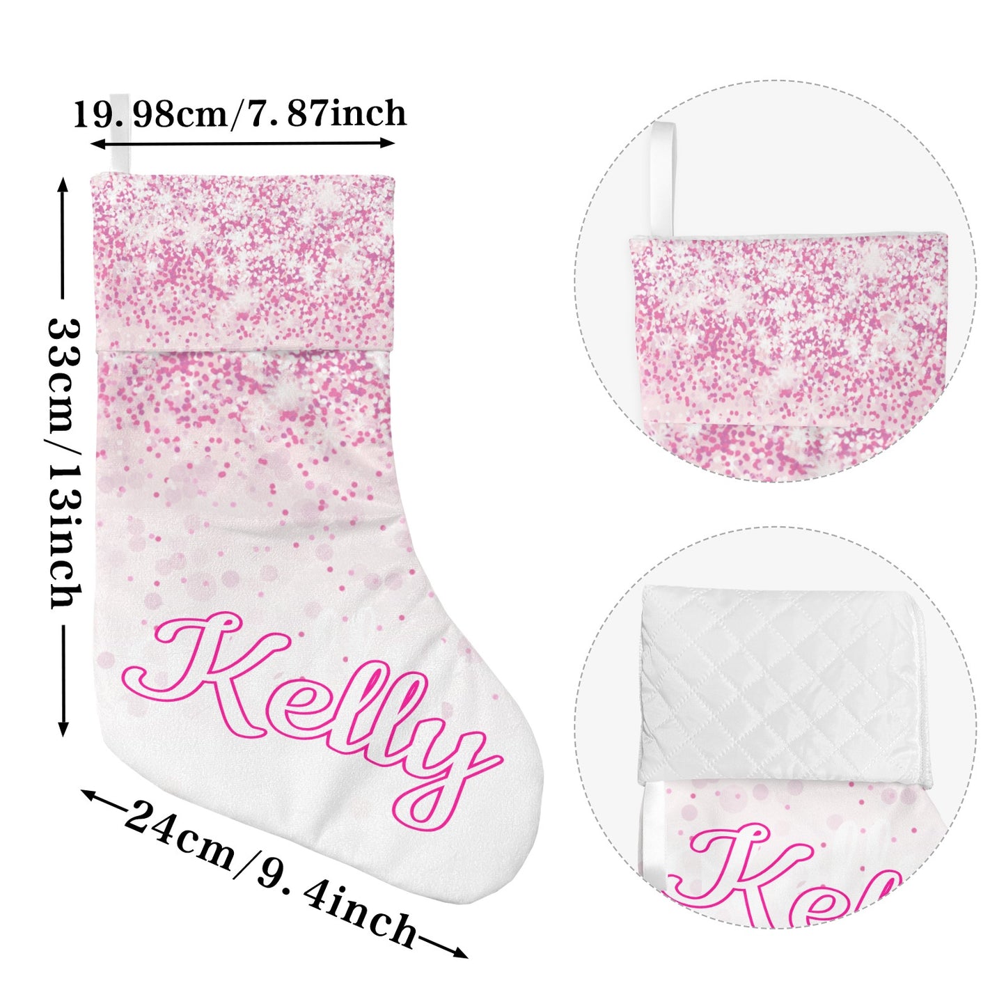 Pink Christmas Stocking Custom Name Santa Socks Gift