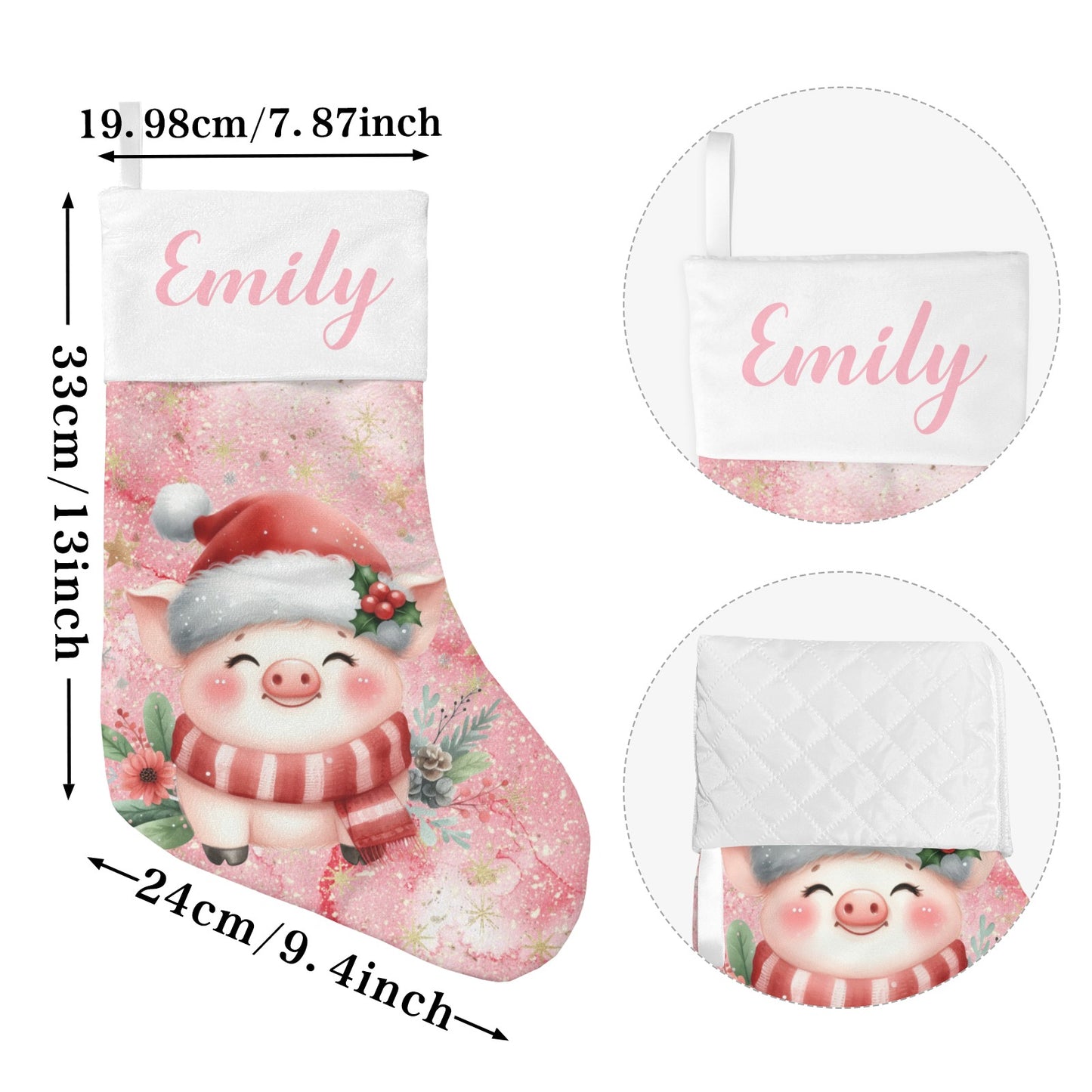 Cute Pig Christmas Stocking Custom Name Christmas Socks Gift
