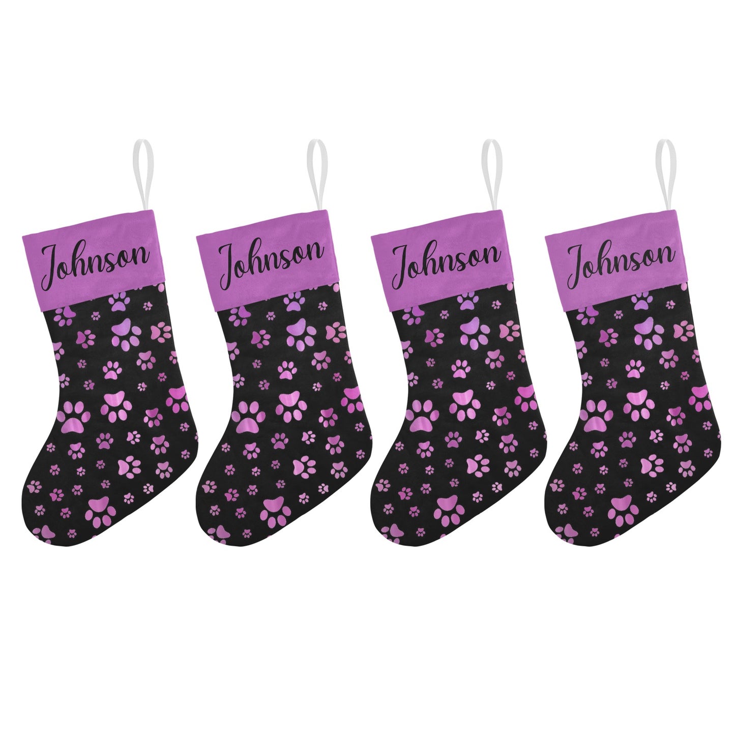 Dog Paw Christmas Stocking Custom Name Christmas Socks Gift