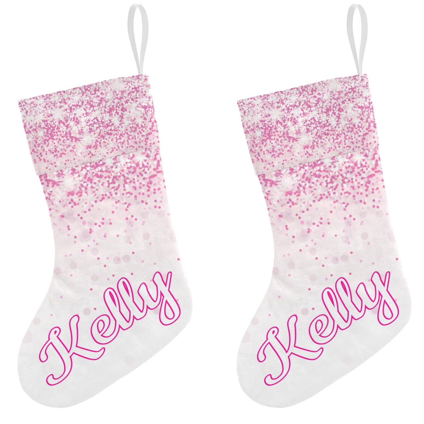 Pink Christmas Stocking Custom Name Santa Socks Gift