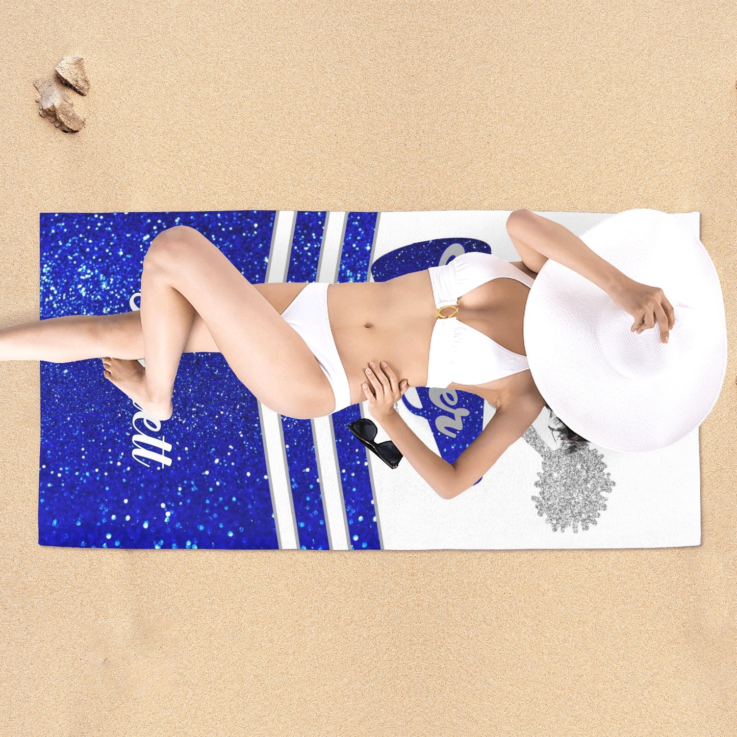 Blue Cheer Beach Towel Custom Cotton/Poly Blend Pool Towel - Blue - Personalize with Your Name - Standard Size