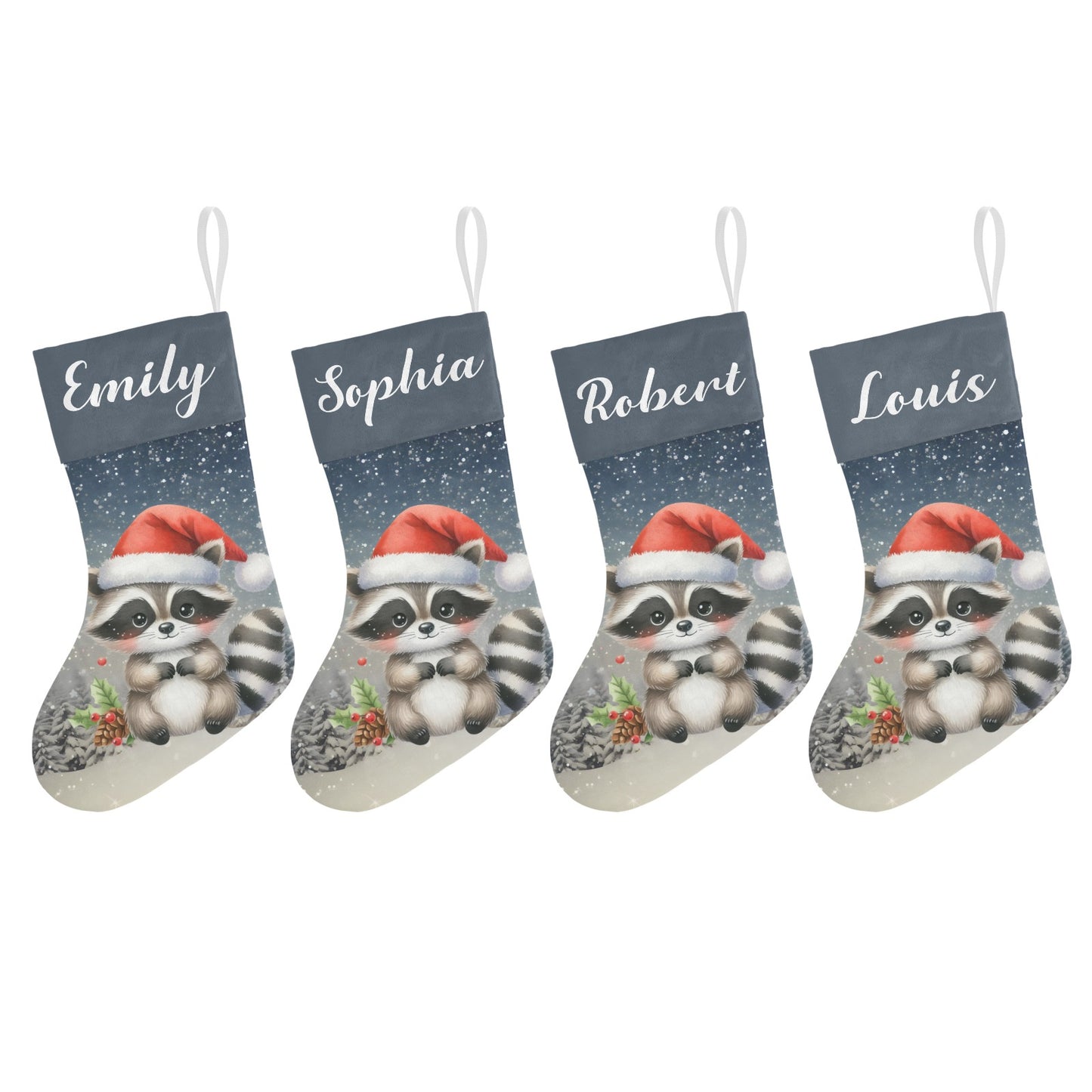 Raccoon Christmas Stocking Custom Name Christmas Socks Gift