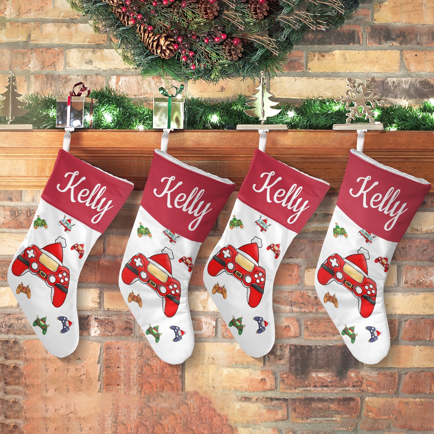 Games Console Christmas Stocking Custom Name Santa Socks Gift