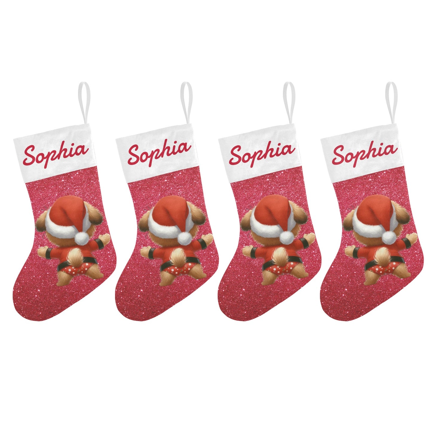 Dog Red Christmas Stocking Custom Name Santa Socks Gift