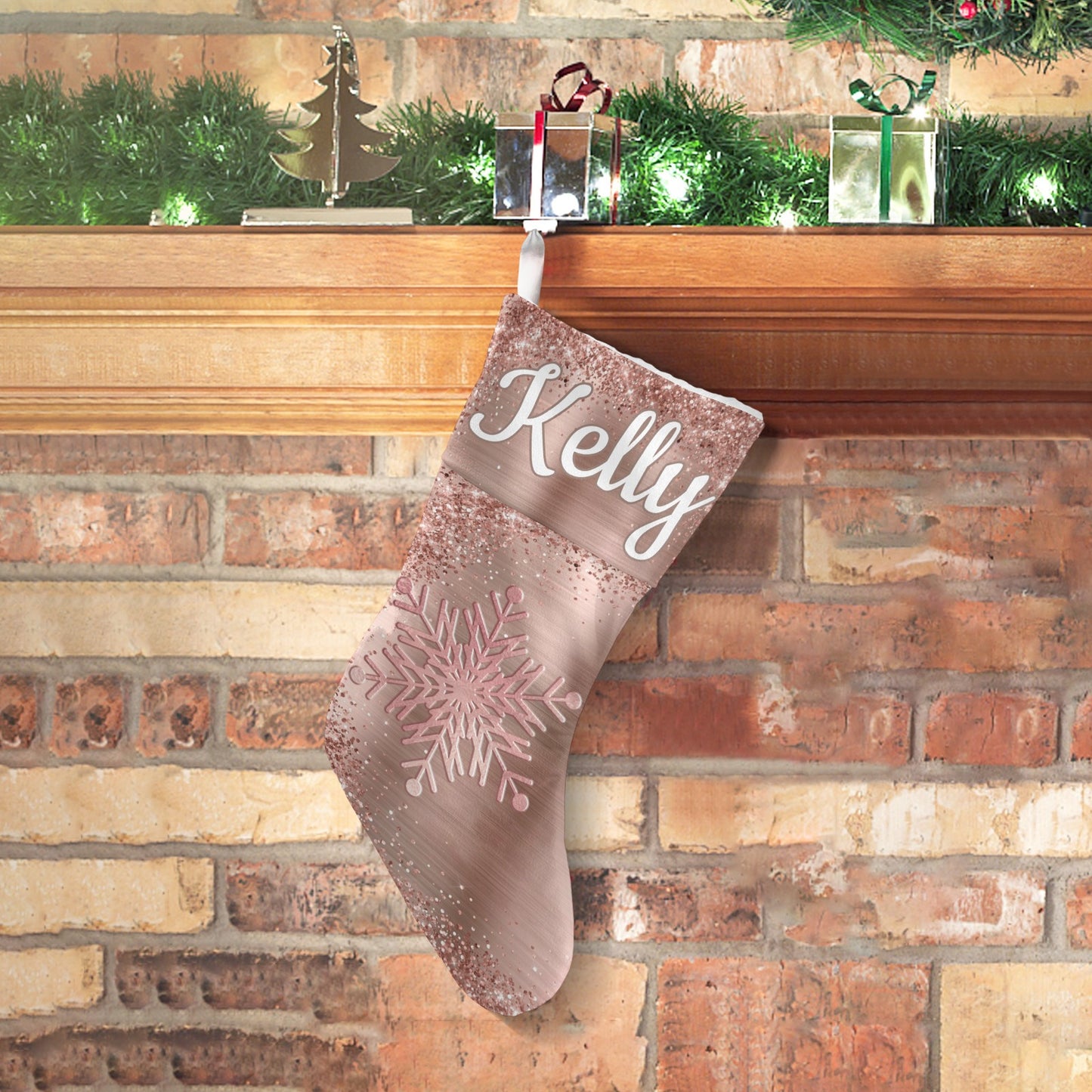 Snow Christmas Stocking Custom Name Santa Socks Gift