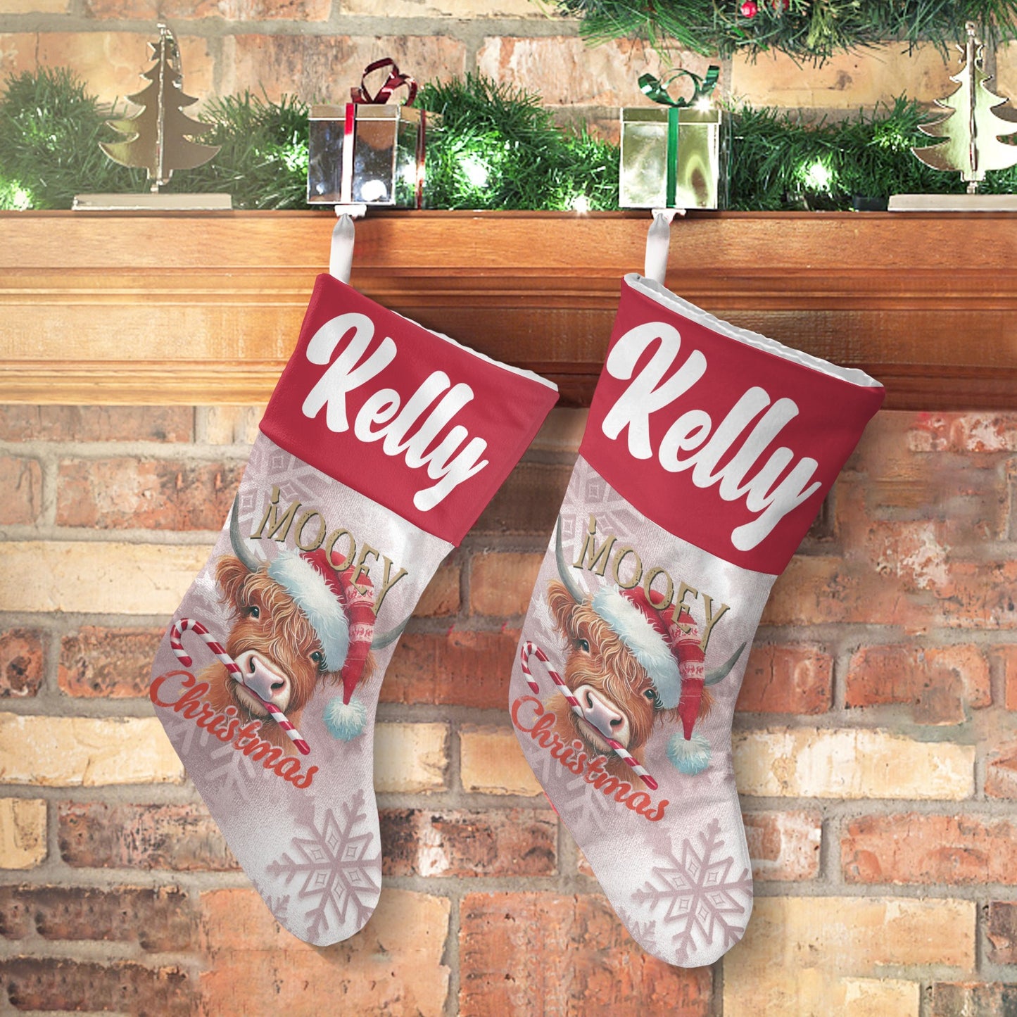 Cow Christmas Stocking Custom Name Santa Socks Gift