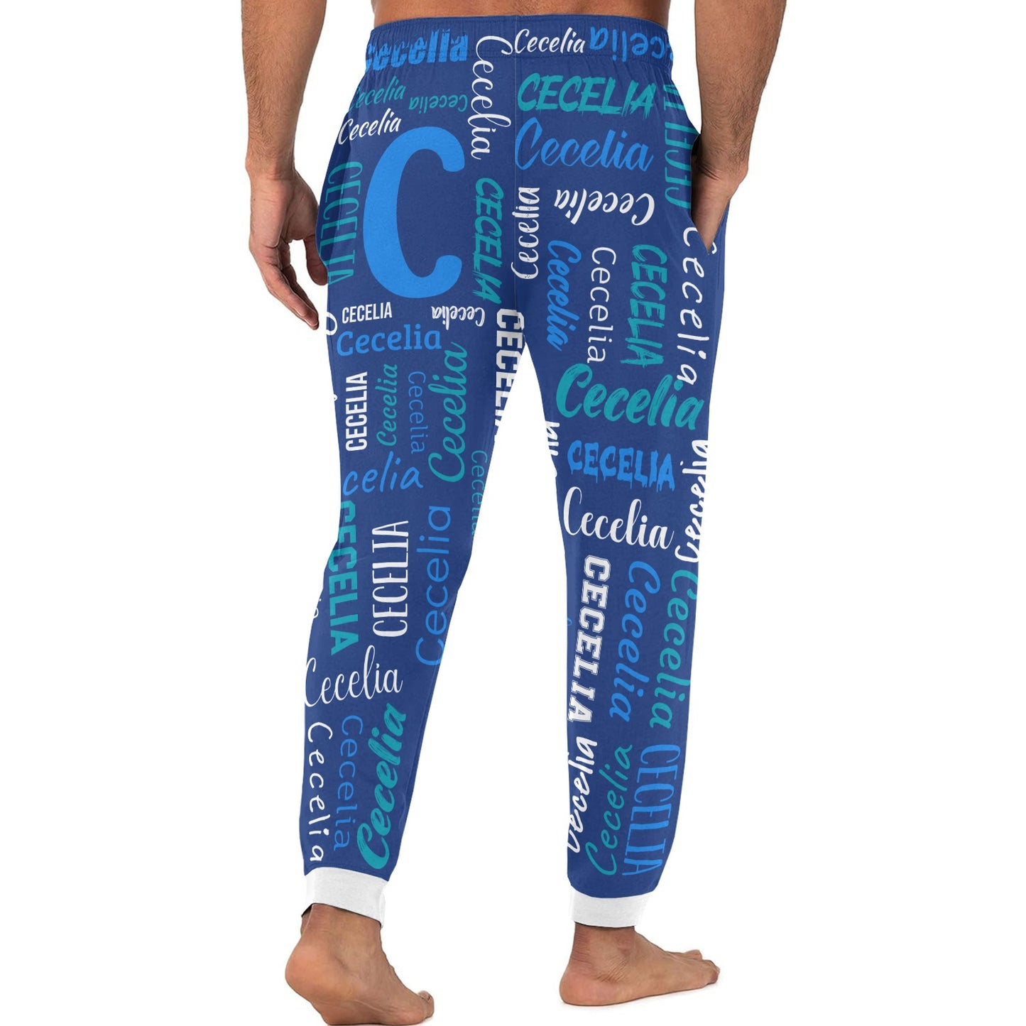 Blue Men S Pajama Pants Personalized Funny Sleepwear Pants Customized Pj Trousers Gifts for Him
