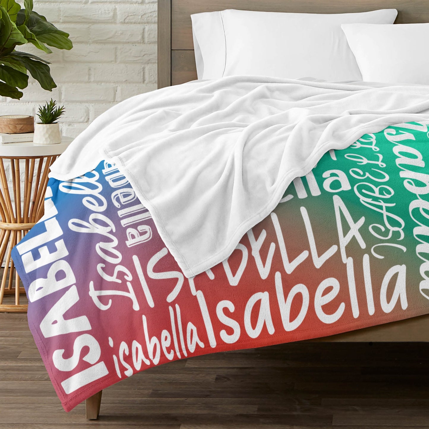 Three Color Gradient Flannel Blanket Name Blanket Personalized Blanket for Adult Kids Flannel Customize Throw Blanket Custom