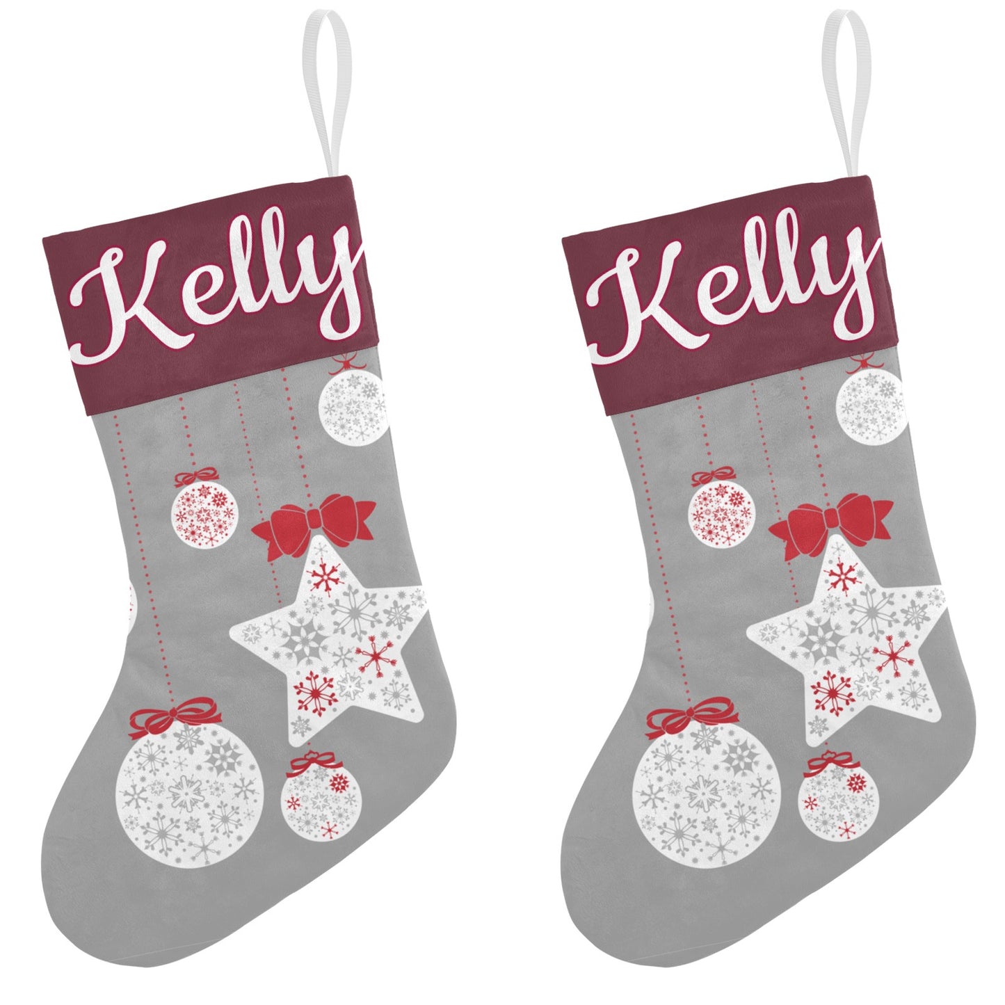 Pentagram Snowflake Christmas Stocking Custom Name Santa Socks Gift