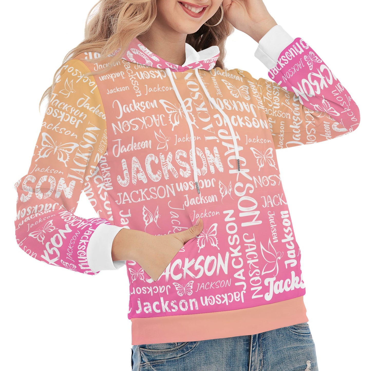 Orange Pink Unisex Heavy Blend Hoodie Custom Hoodie Design Your Own Personalized Hoodies for Women