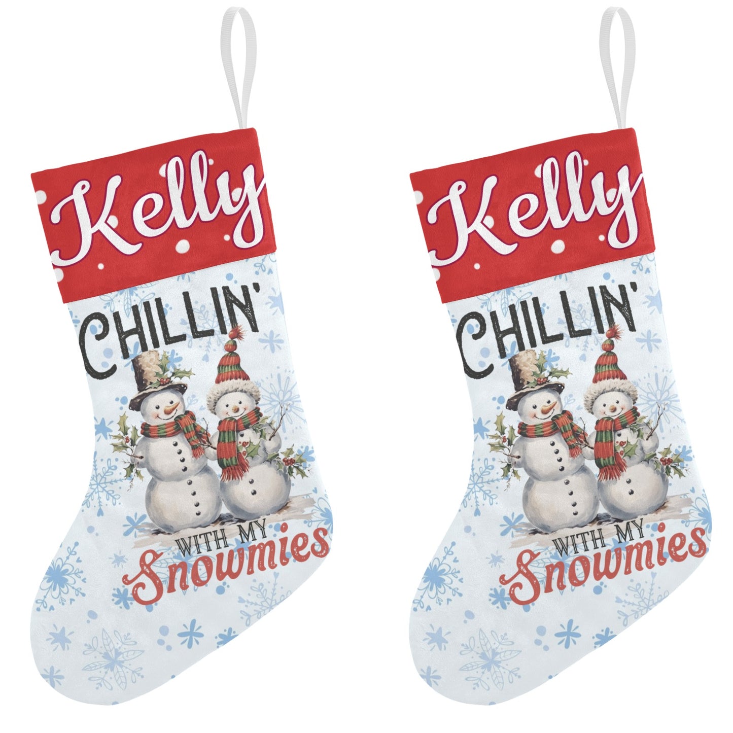 Snowman Snowflake Christmas Stocking Custom Name Santa Socks Gift