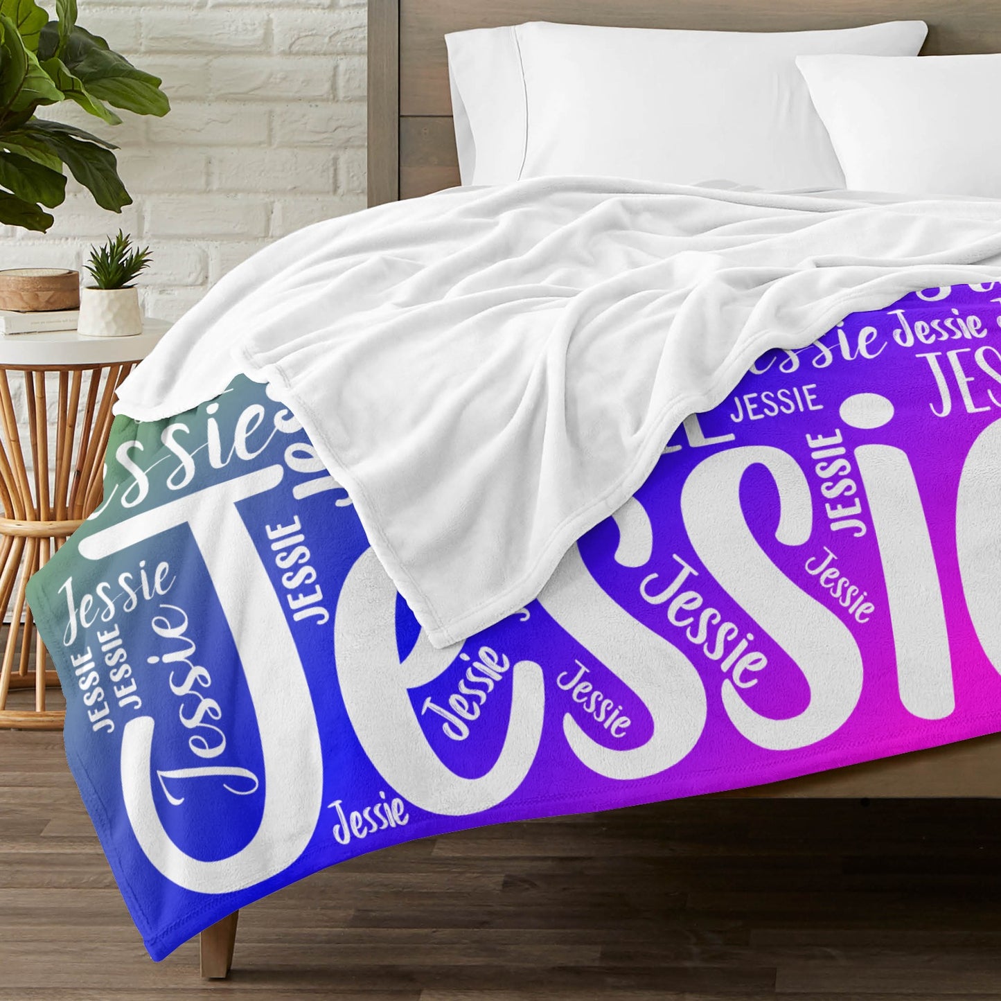 Rainbow Flannel Blanket Custom Name Blanket Gift for Men Women