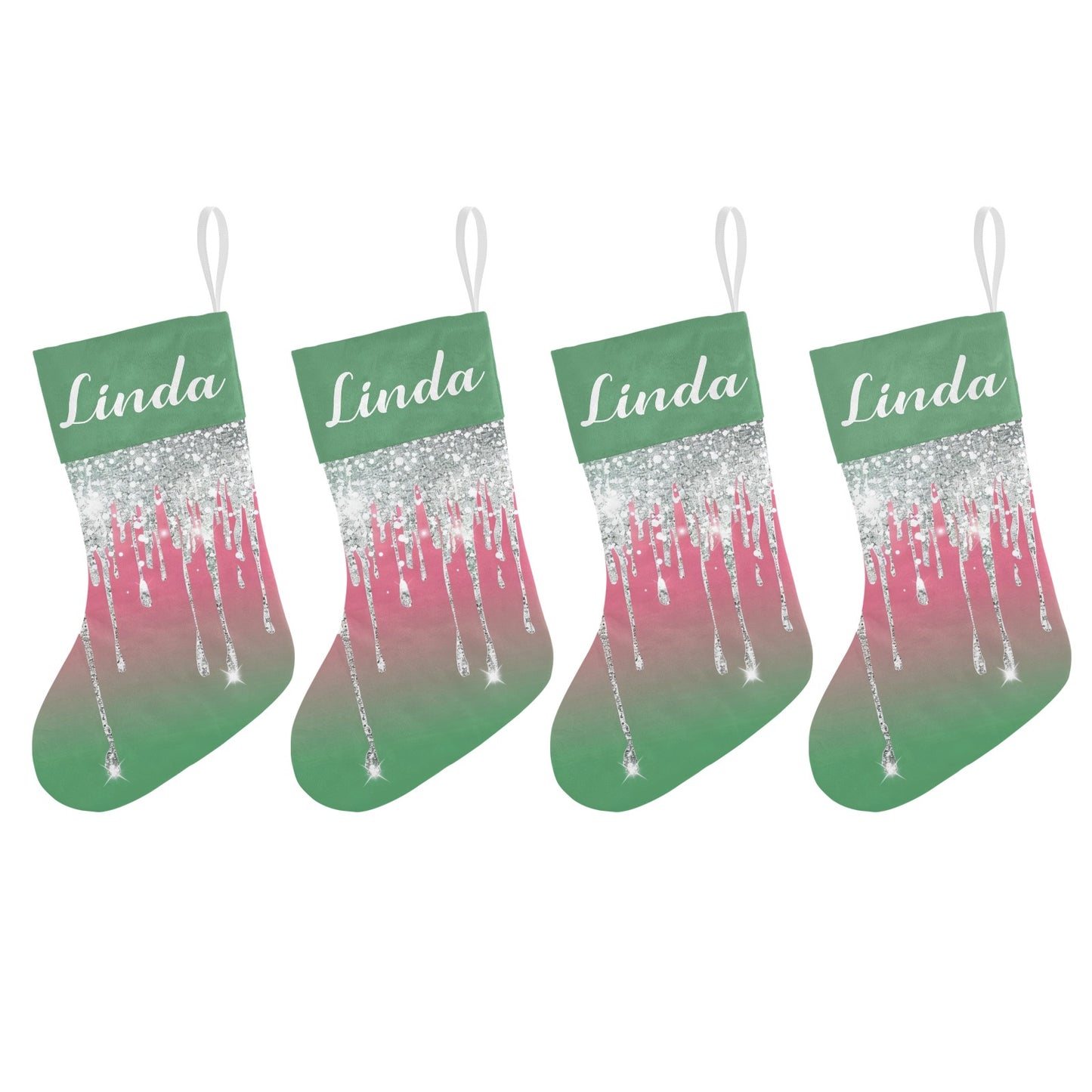 Green Christmas Stocking Custom Name Christmas Socks Gift