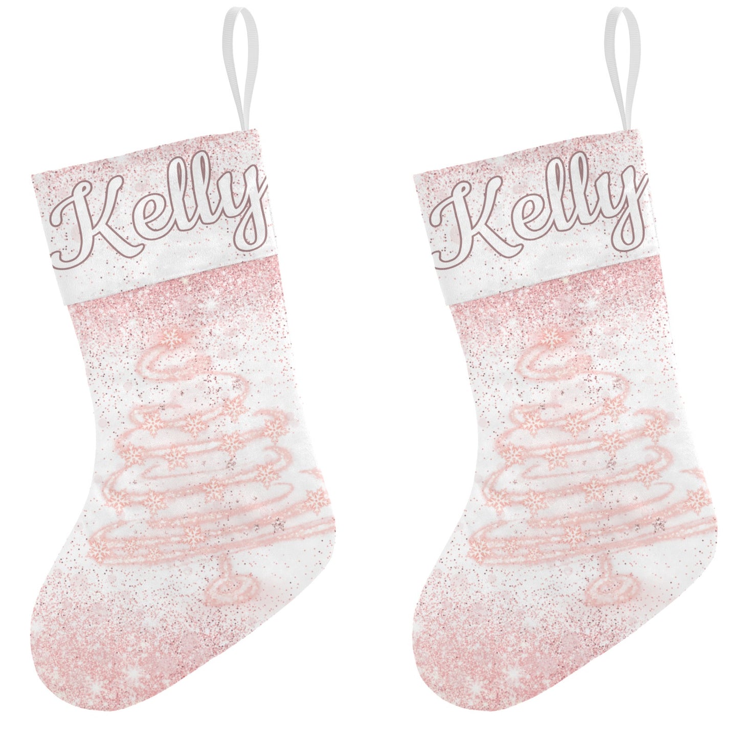 Snowflake Tree Christmas Stocking Custom Name Santa Socks Gift