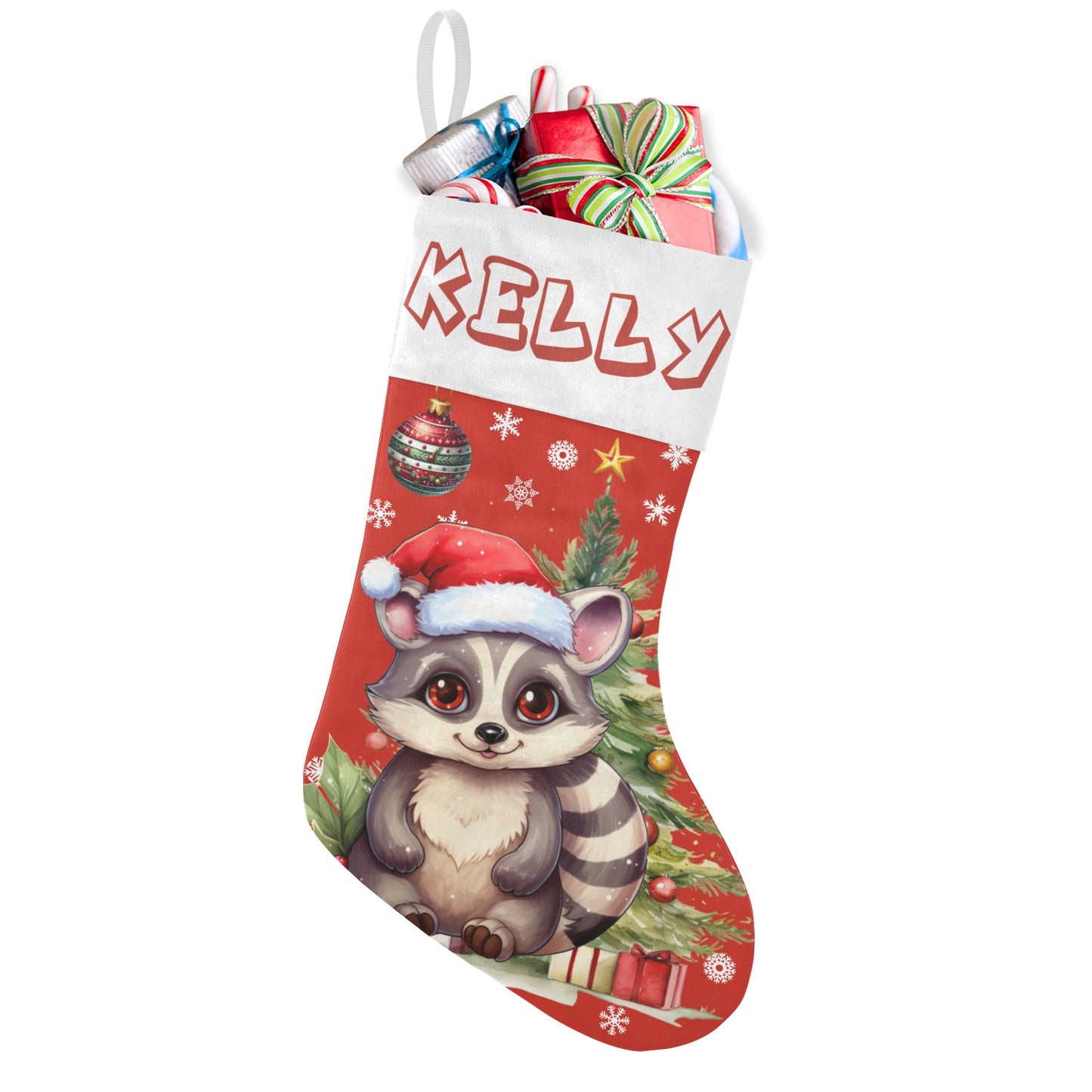 Christmas Raccoon Christmas Stocking Custom Name Santa Socks Gift