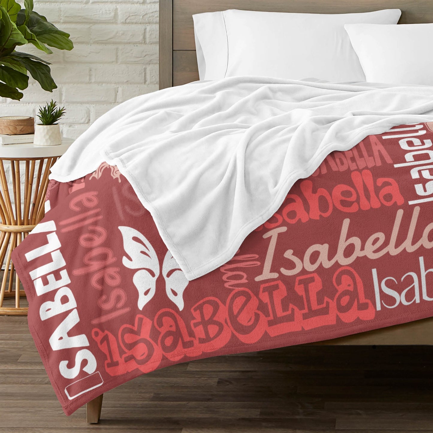 Red Flannel Blanket Name Blanket Personalized Blanket for Adult Kids Flannel Customize Throw Blanket Custom