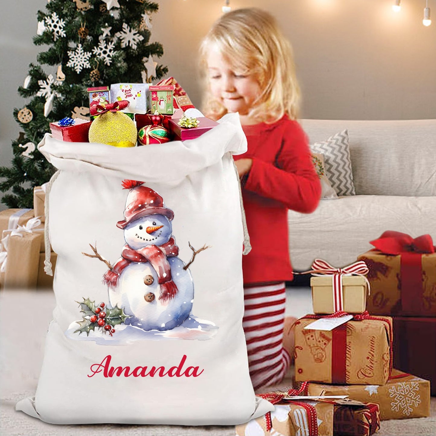 Snowman Christmas Gift Bag Custom Santa Gift Bags your Name