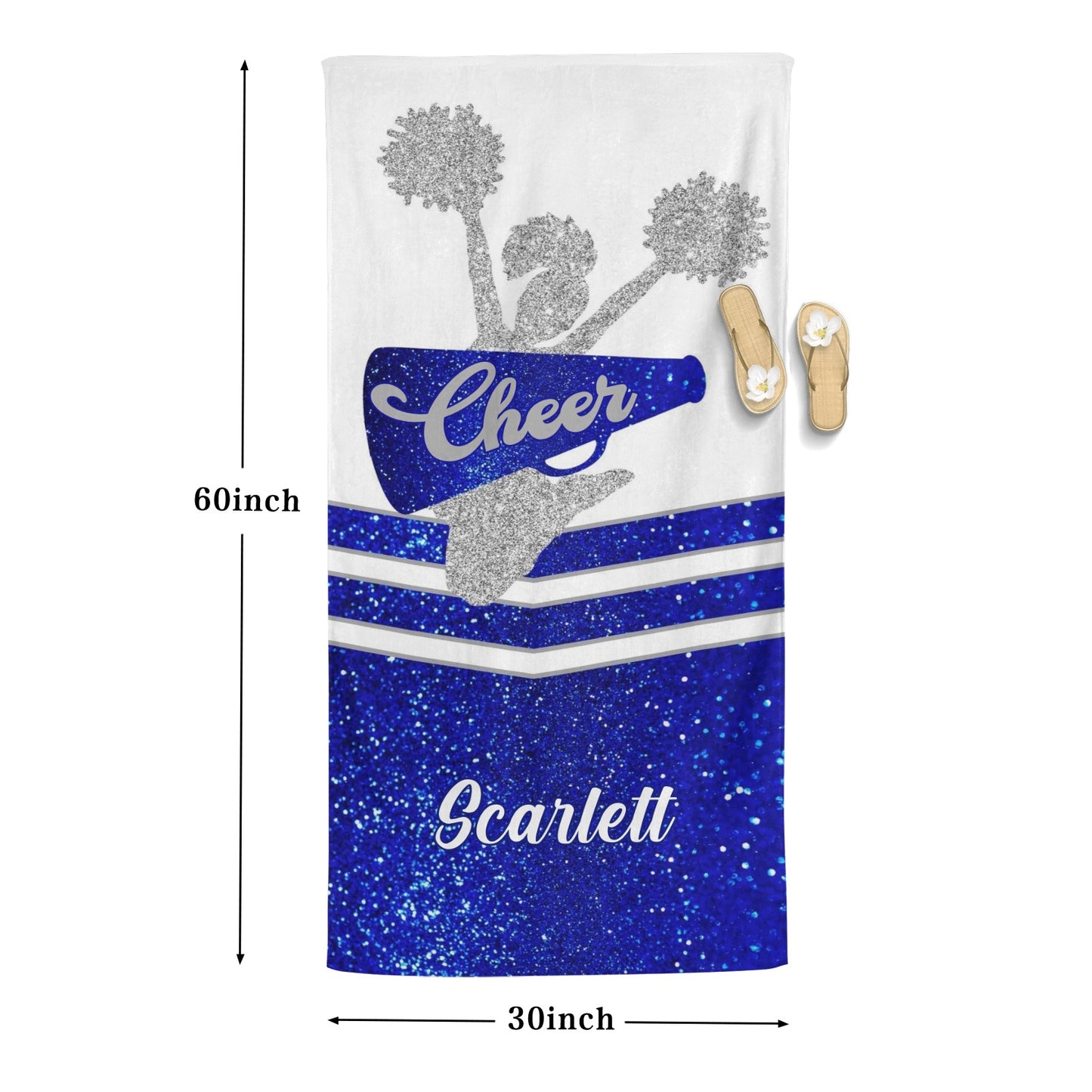 Blue Cheer Beach Towel Custom Cotton/Poly Blend Pool Towel - Blue - Personalize with Your Name - Standard Size