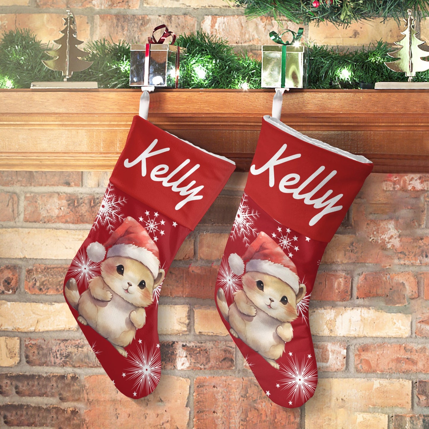 Red Hamster Christmas Stocking Custom Name Santa Socks Gift