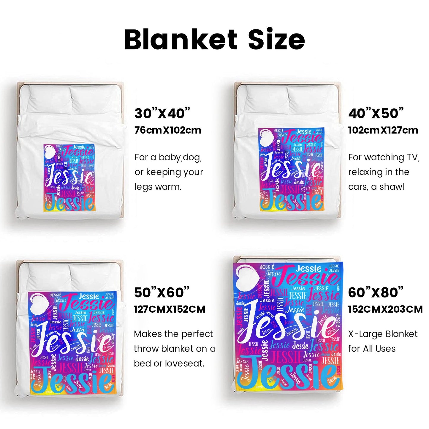Colorful Flannel Blanket Custom Name Blanket Gift for Men Women