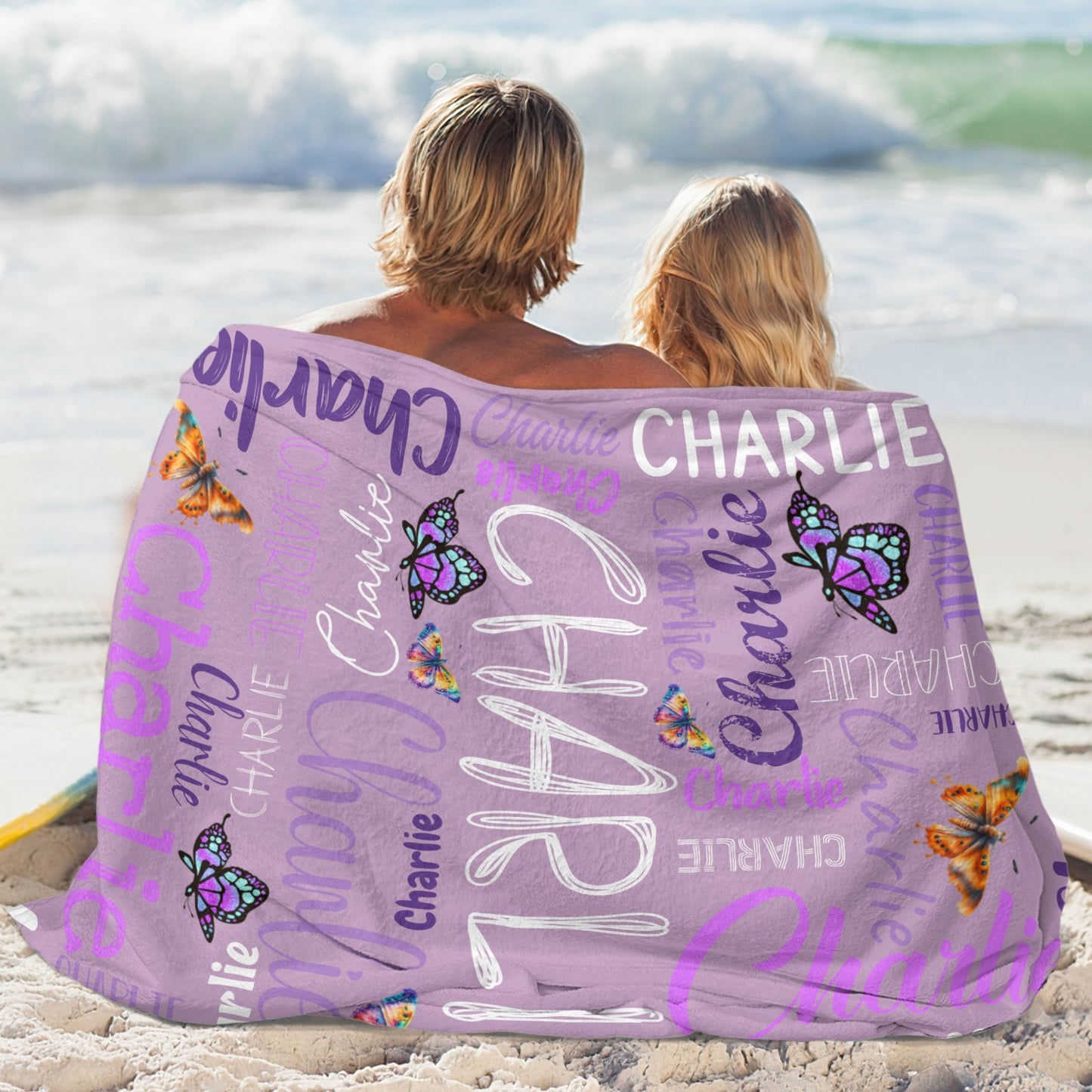Purple Flannel Blanket Custom Name Blanket Gift for Men Women