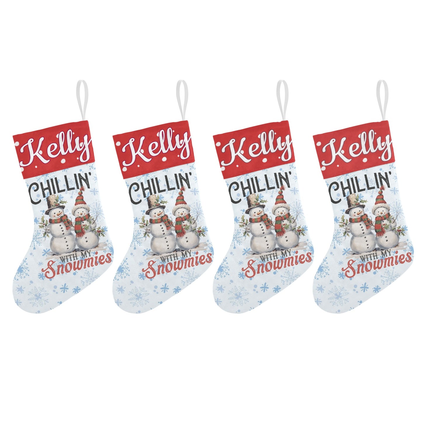 Snowman Snowflake Christmas Stocking Custom Name Santa Socks Gift