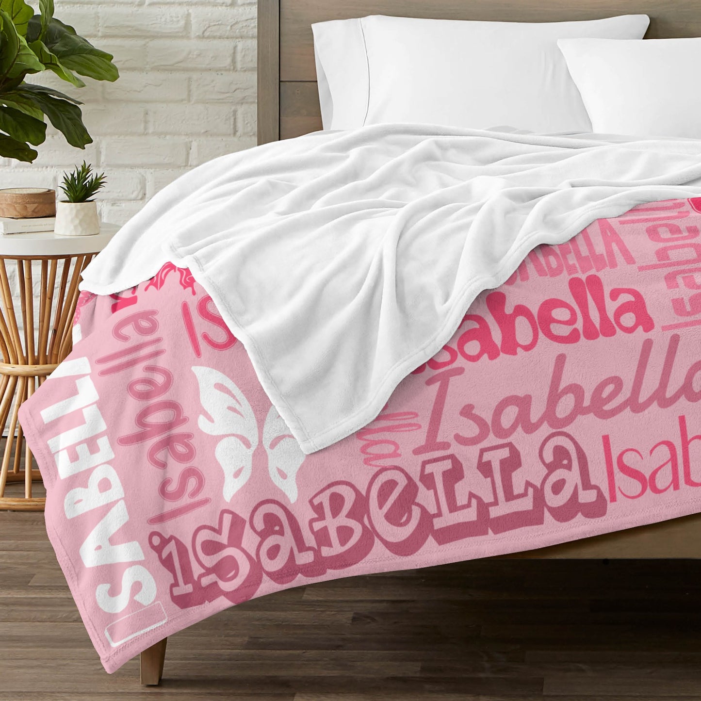 Pink Flannel Blanket Name Blanket Personalized Blanket for Adult Kids Flannel Customize Throw Blanket Custom
