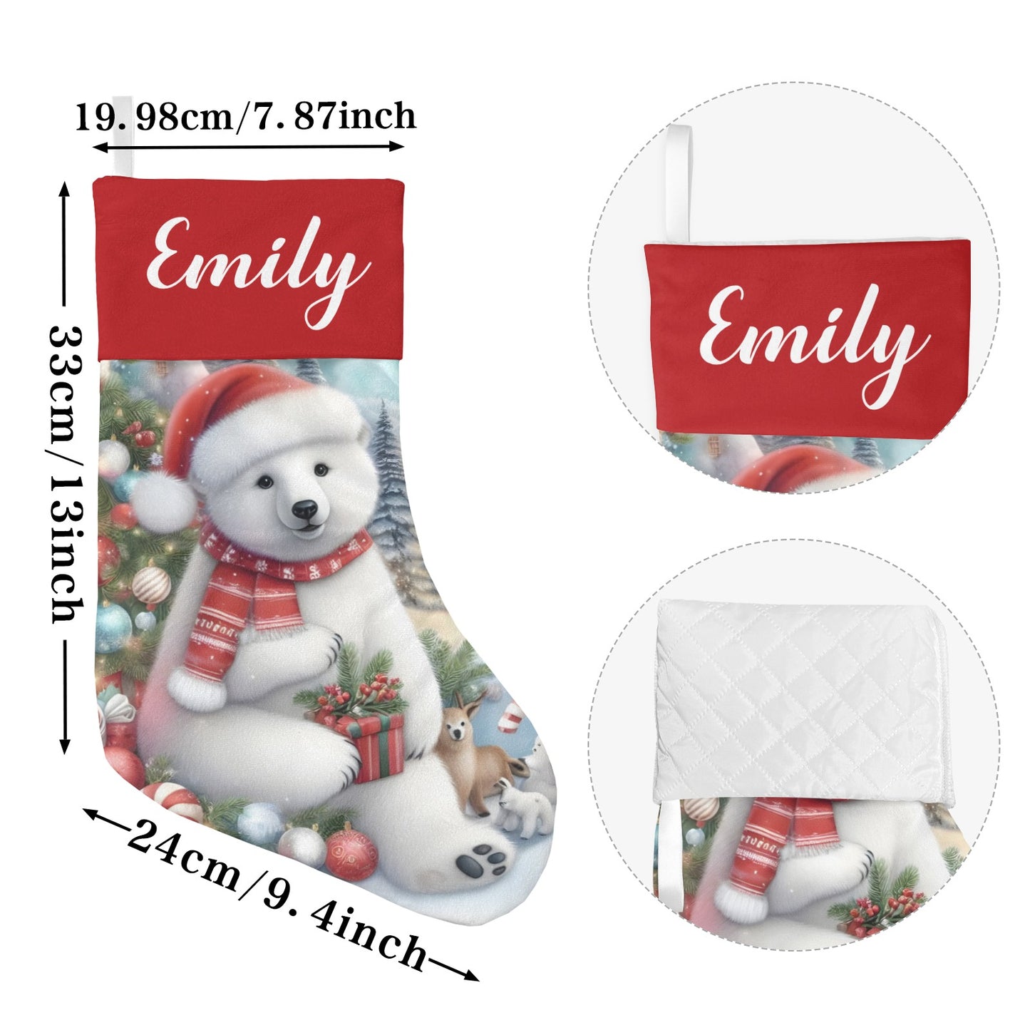 Bear Christmas Stocking Custom Name Christmas Socks Gift
