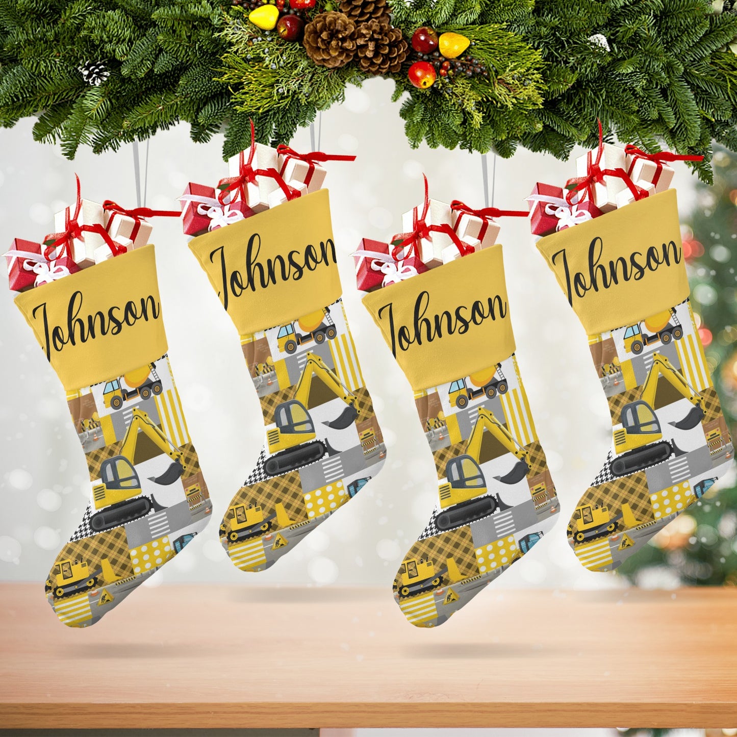 Truck Tractor Christmas Stocking Custom Name Christmas Socks Gift