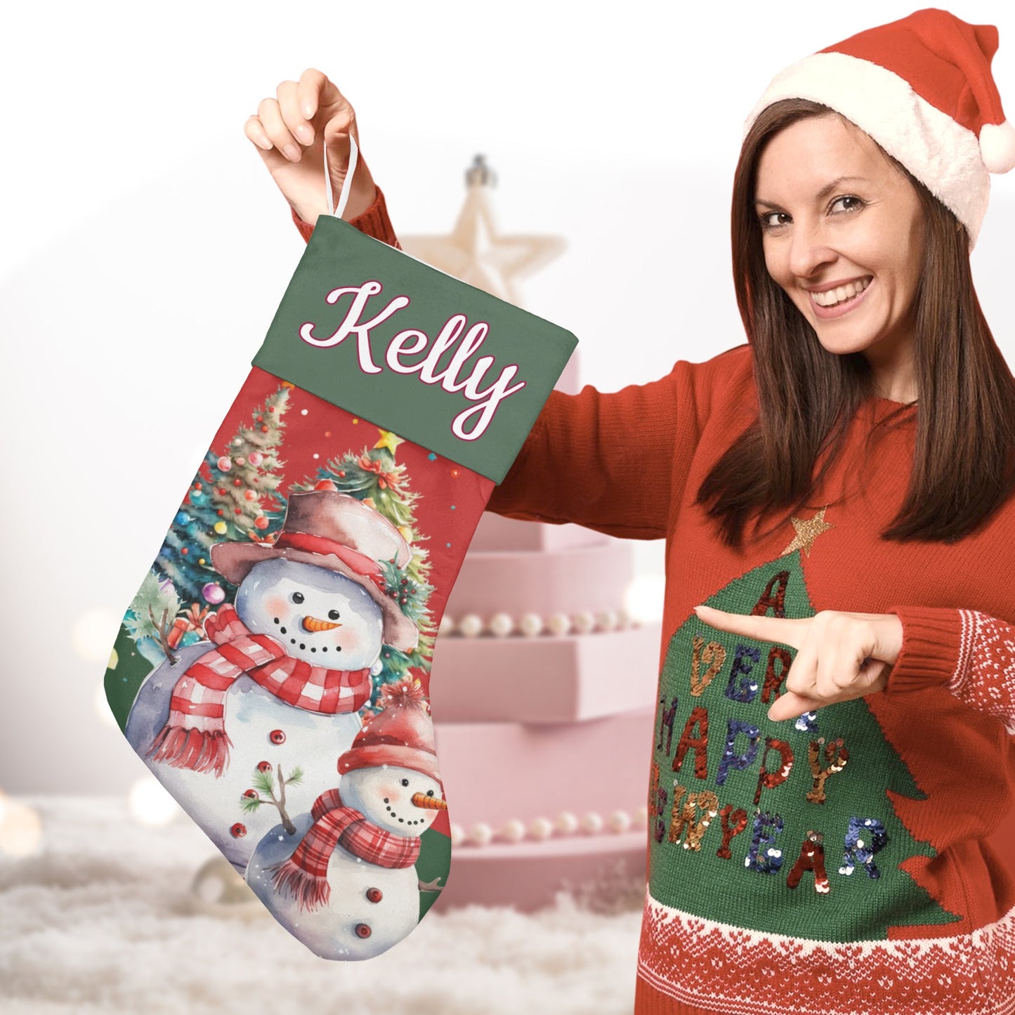 Ball Christmas Stocking Custom Name Santa Socks Gift
