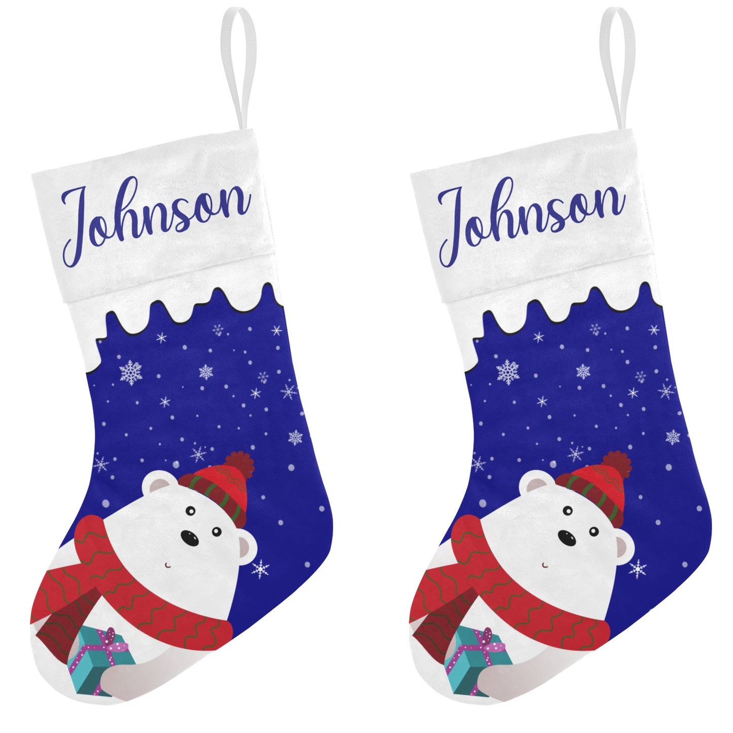 Christmas Bear Christmas Stocking Custom Name Christmas Socks Gift