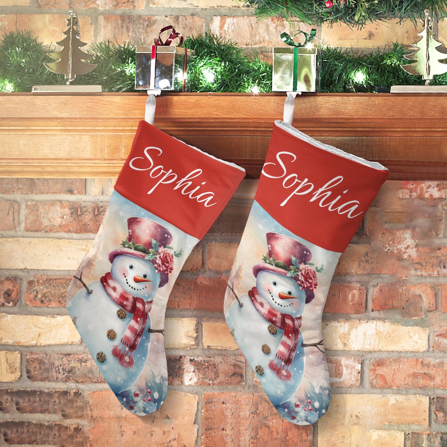 Christmas Snowman Christmas Stocking Custom Name Santa Socks Gift