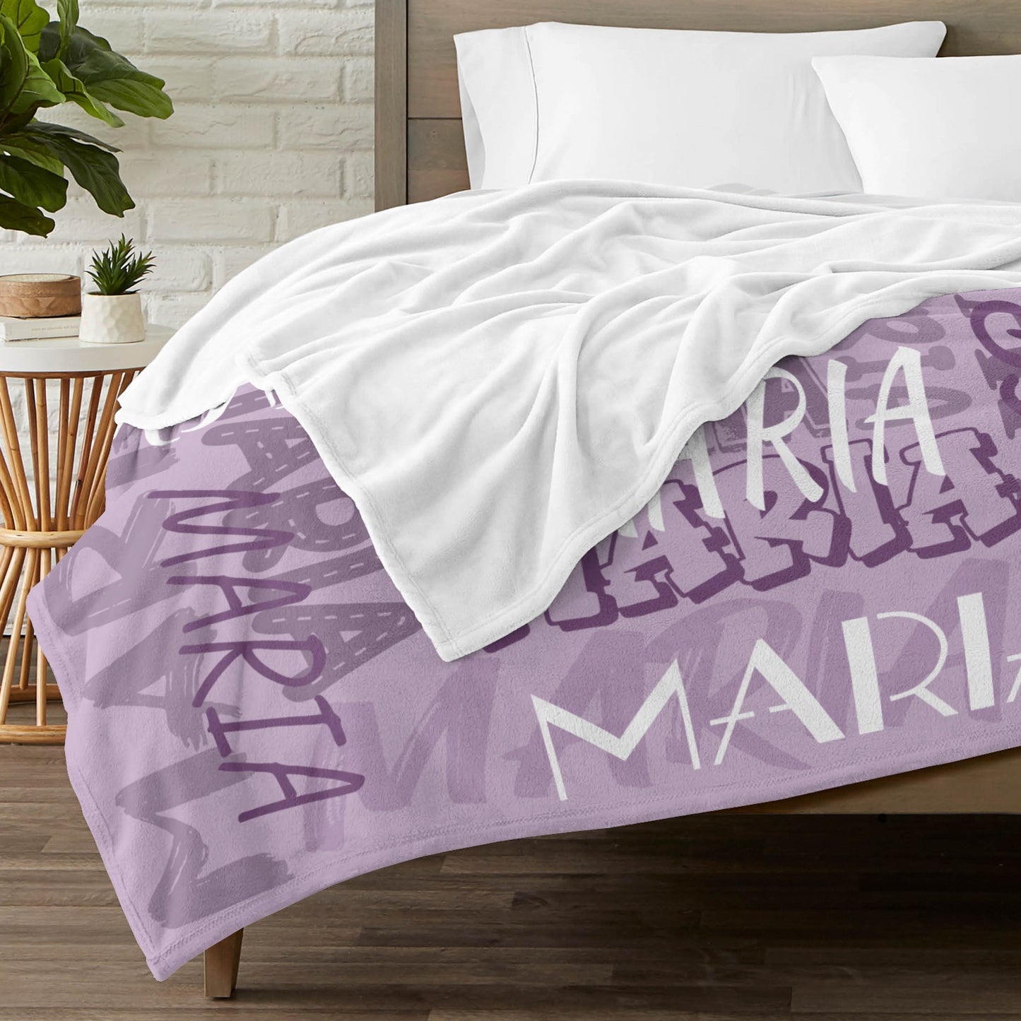 Purple Flannel Blanket Name Blanket Personalized Blanket for Adult Kids Flannel Customize Throw Blanket Custom