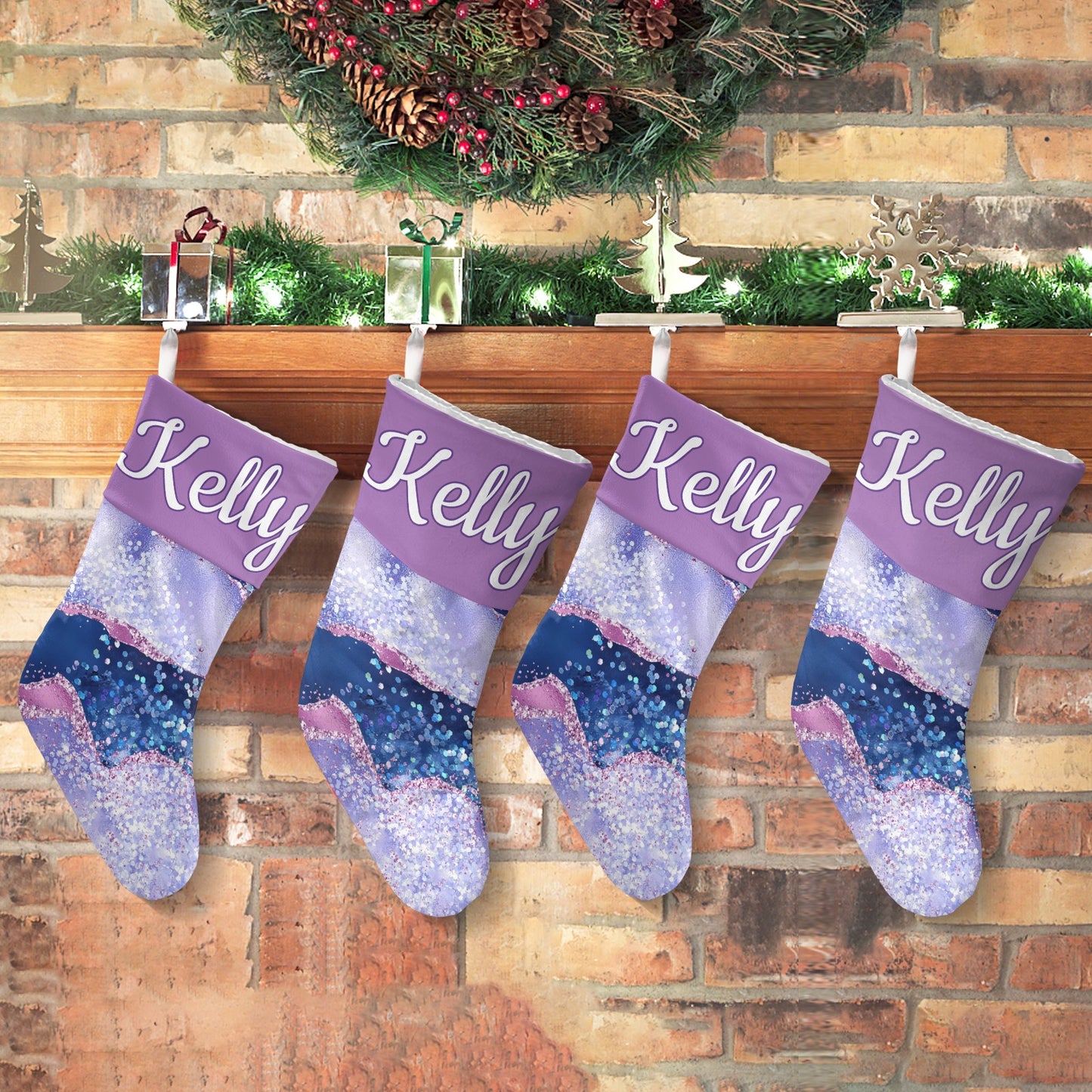 Purple Christmas Stocking Custom Name Santa Socks Gift
