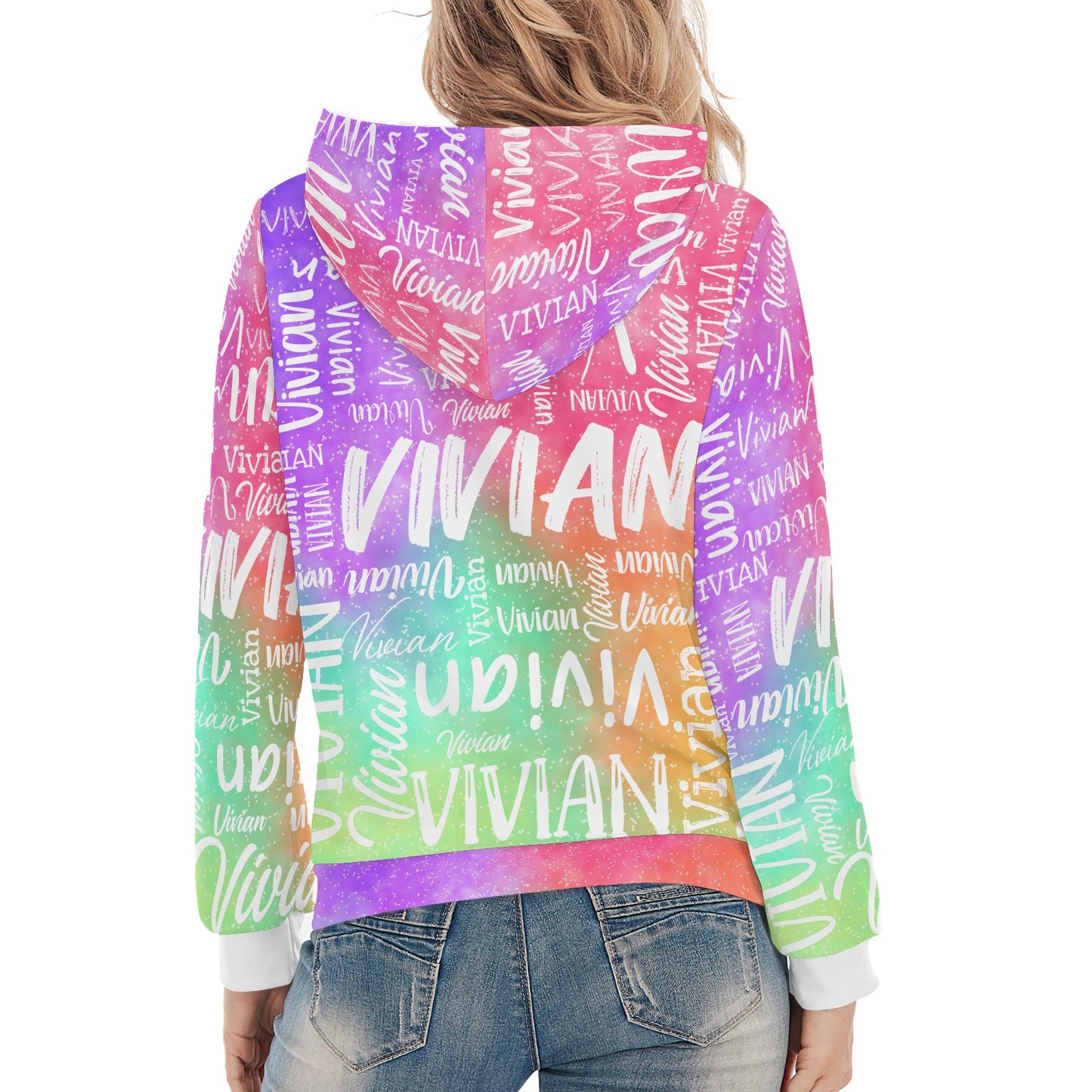 Rainbow Unisex Heavy Blend Hoodie Customized Hooded Sweatshirt with Name Women and Girl