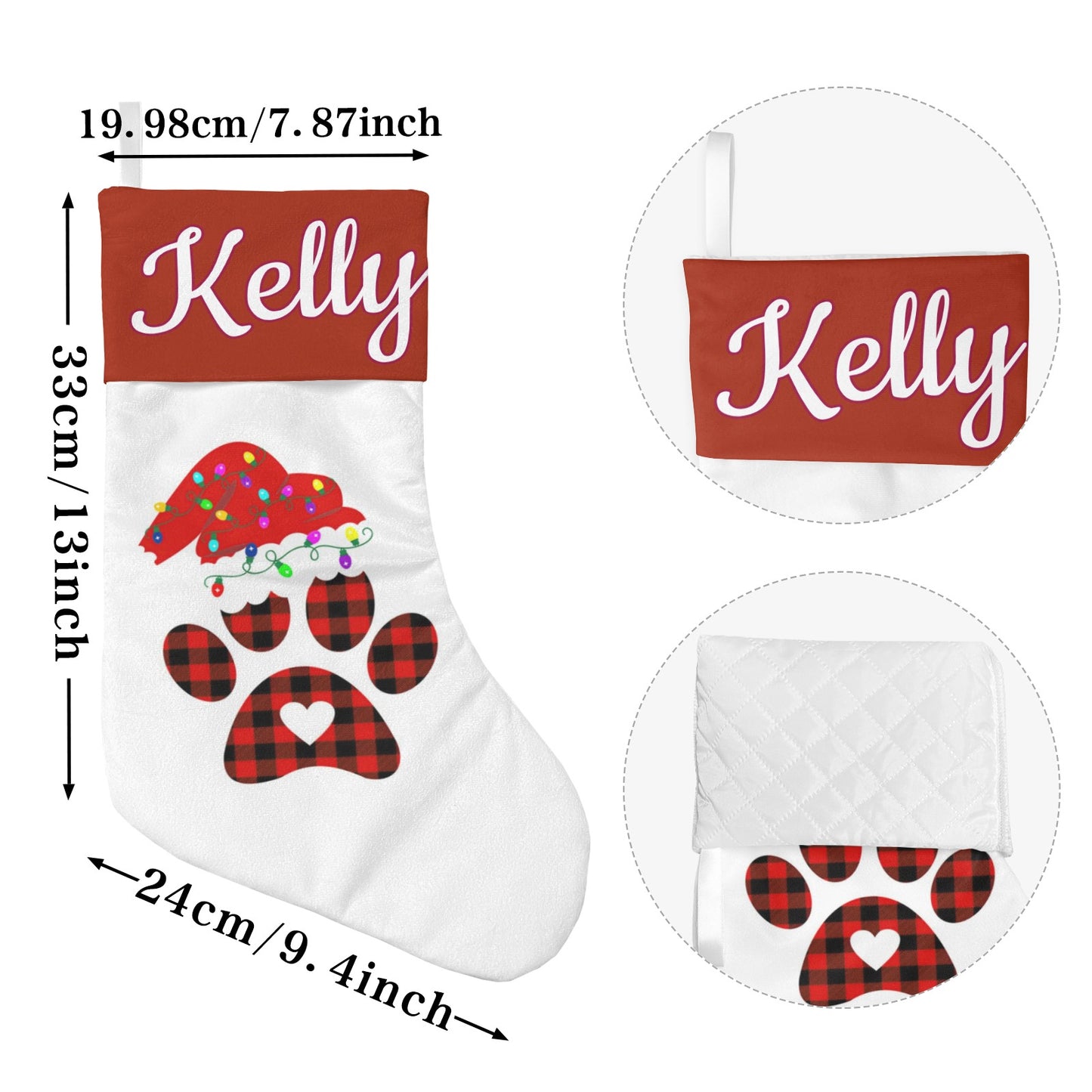 Santa's Hat Christmas Stocking Custom Name Santa Socks Gift