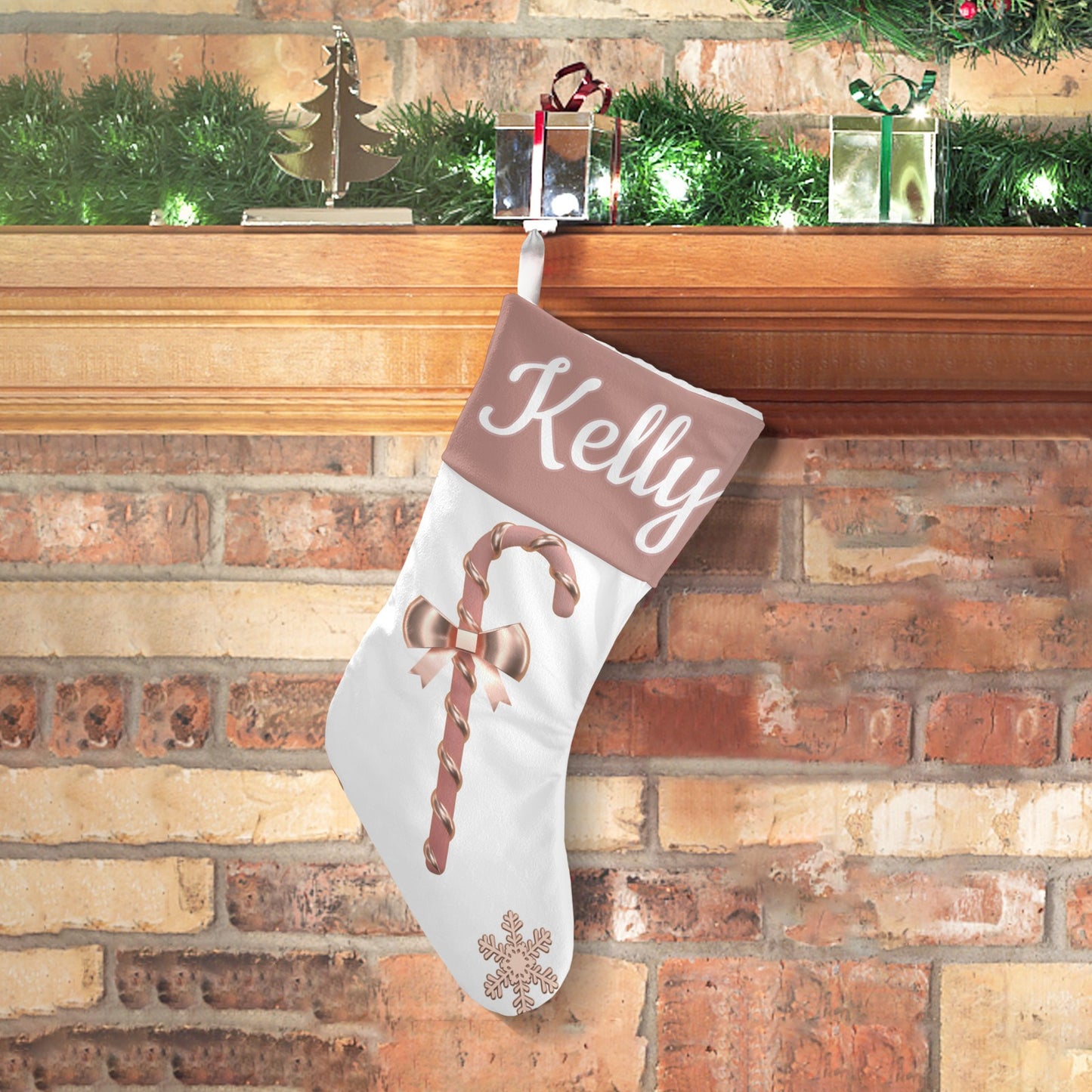 Bow Christmas Stocking Custom Name Santa Socks Gift